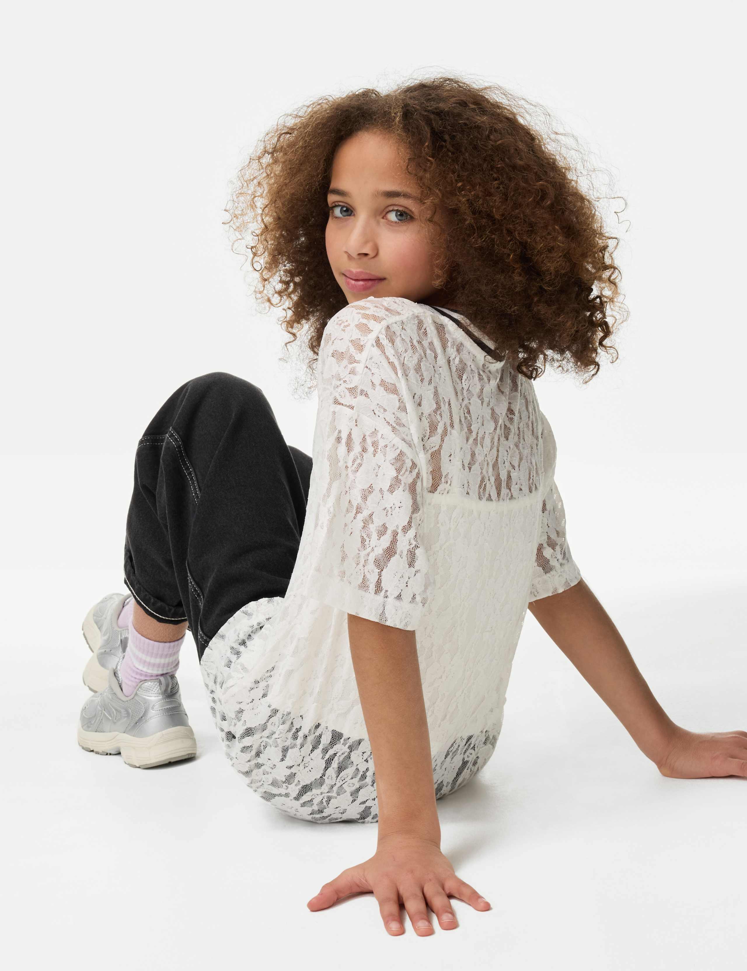 Cotton Blend Lace Print Top (6-16 Yrs) 4 of 5