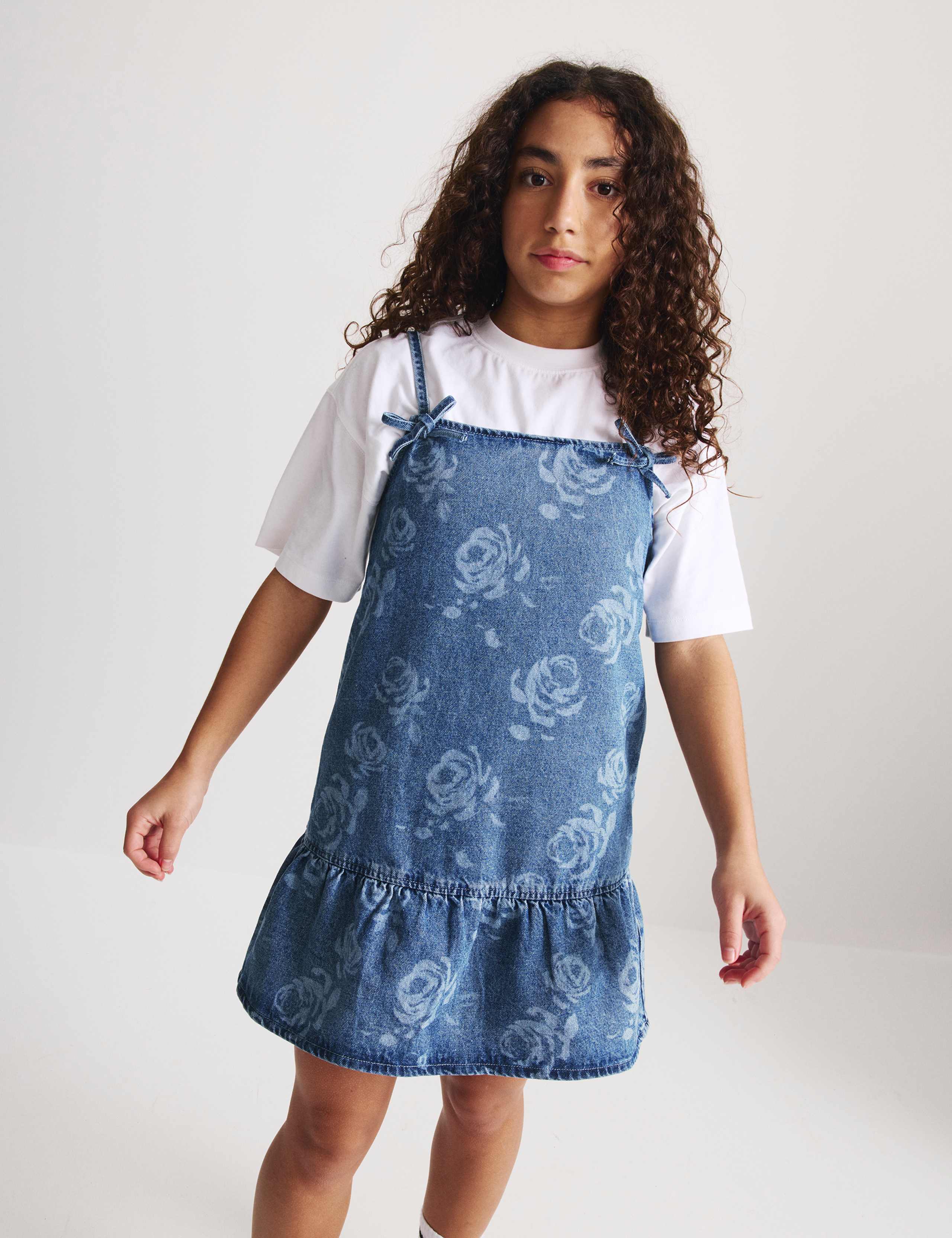 2pc Floral Print Denim Dress and Top (2-16 Yrs) 4 of 9