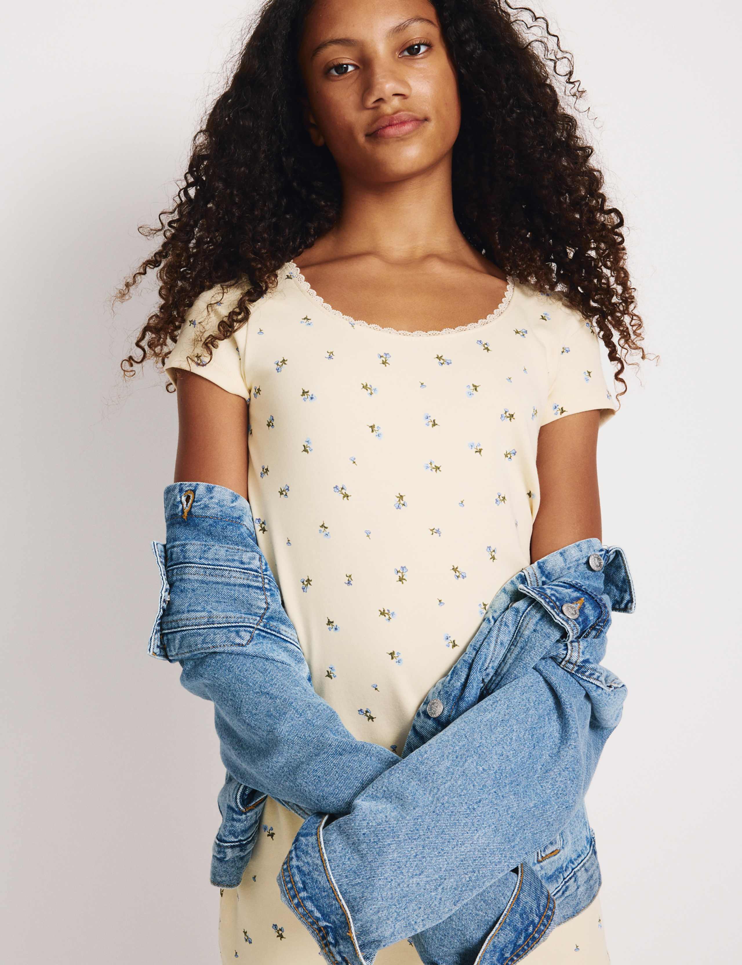 Cotton Rich Lace Trim Dress (6-16 Yrs) 1 of 5