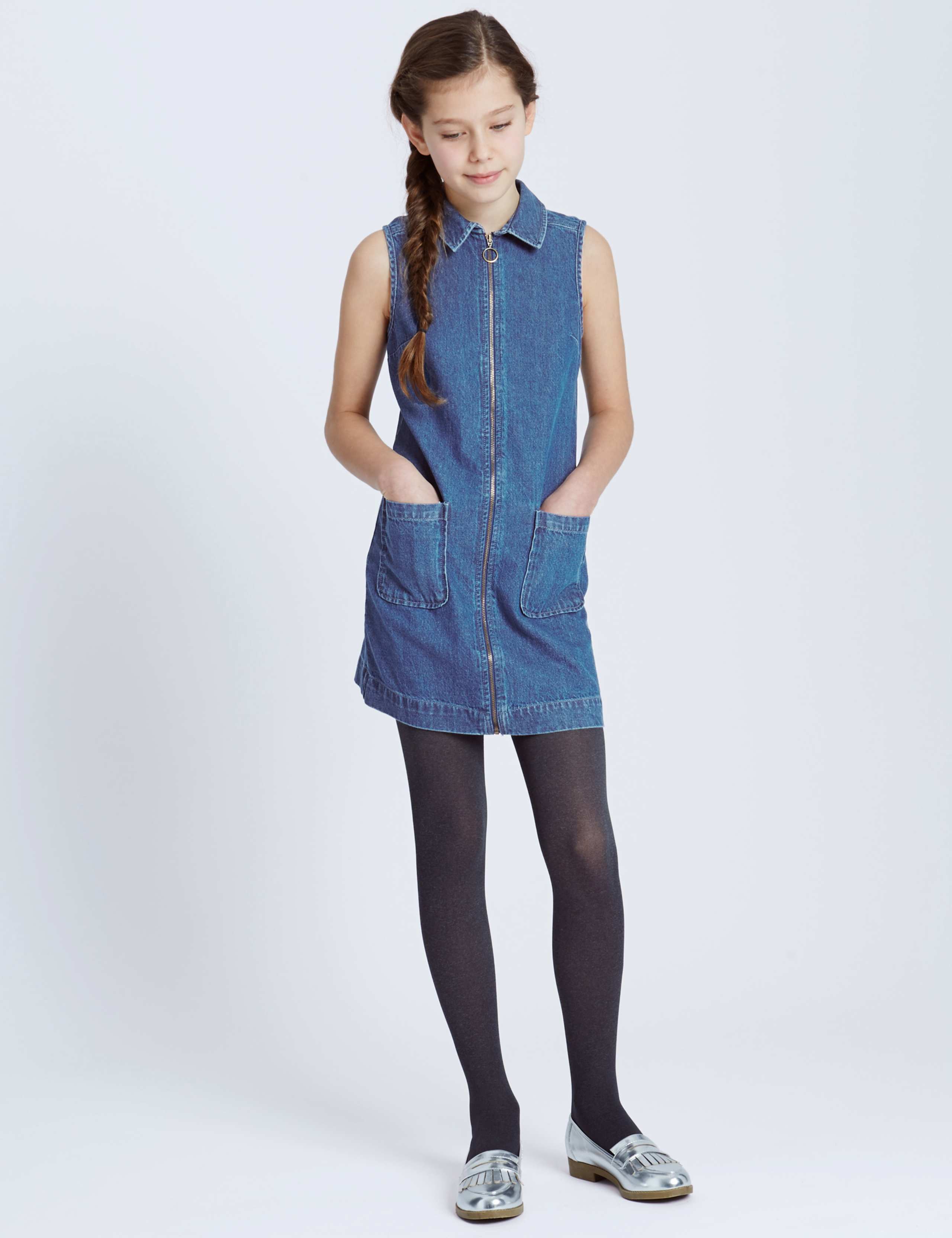 Denim Pinafore Dress (5-14 Years) 1 of 3