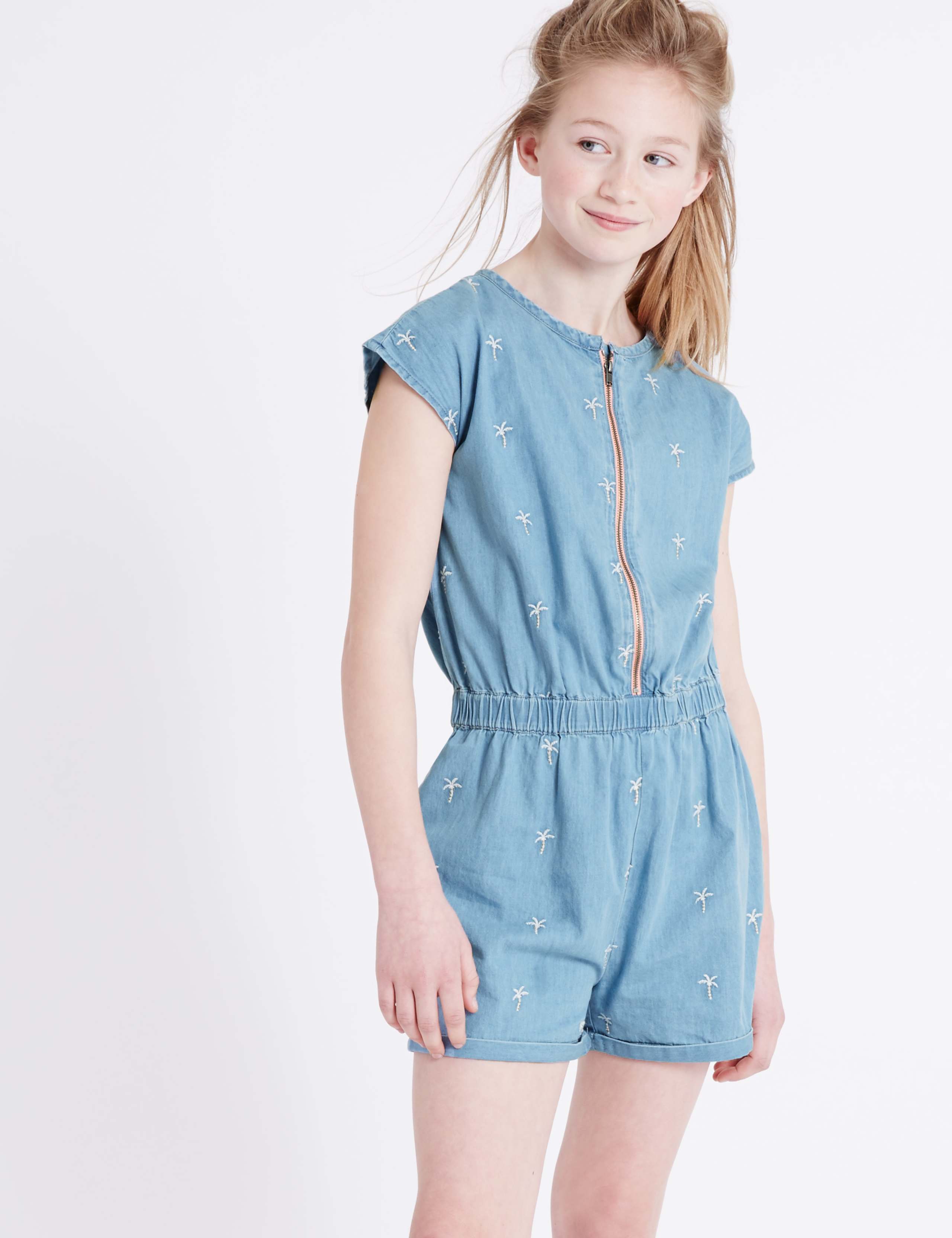 Denim Playsuit (3-14 Years) 1 of 5