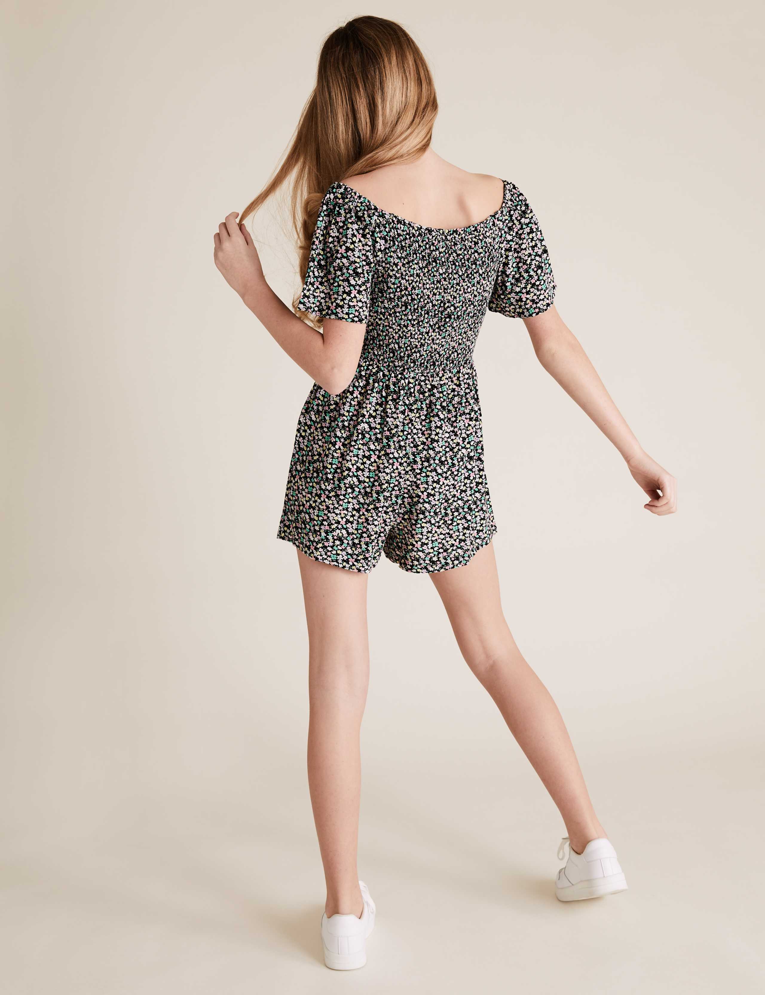 Ditsy Floral Shirred Playsuit (6-16 Yrs) 4 of 4