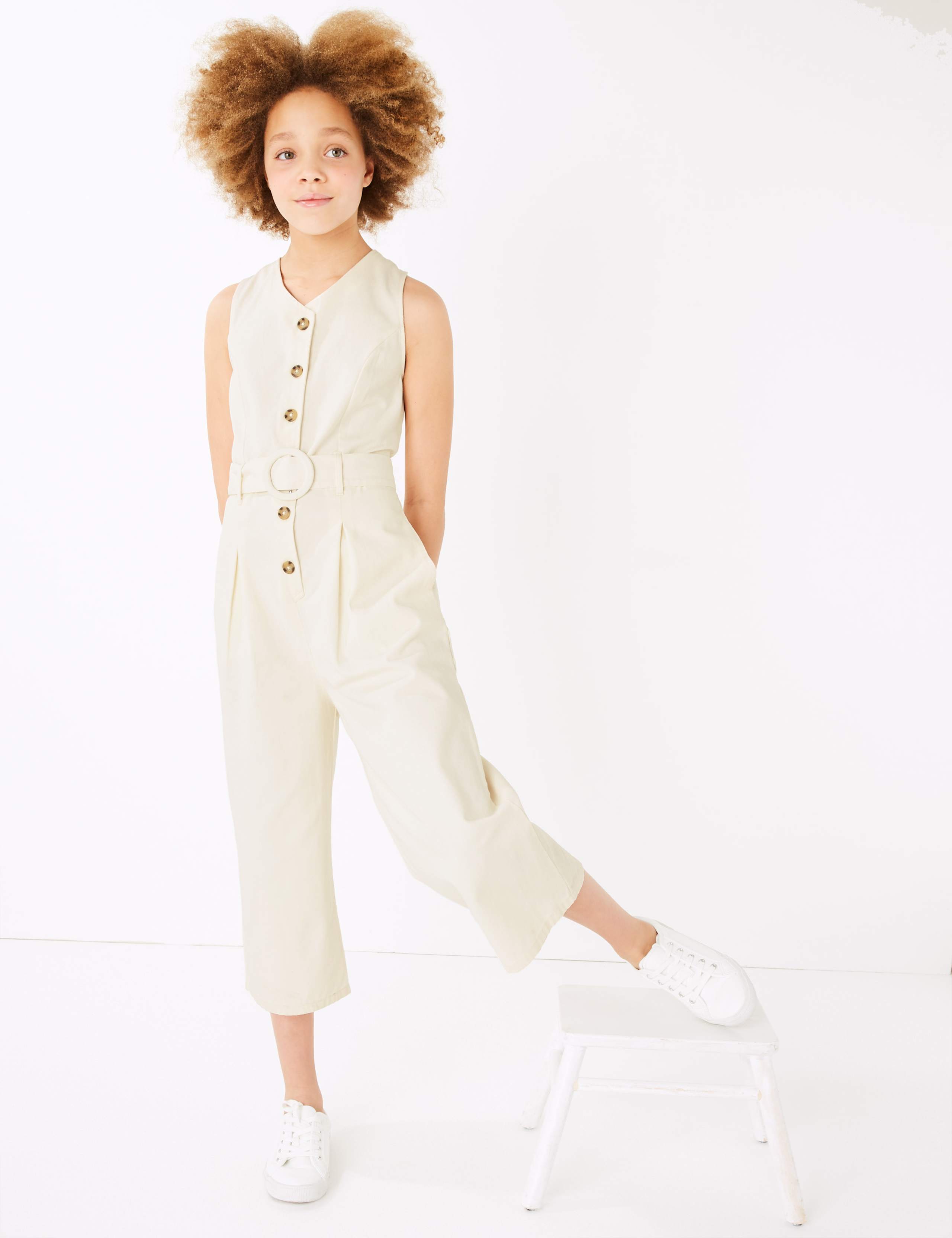 Cotton Belted Jumpsuit (6-16 Yrs) 1 of 4