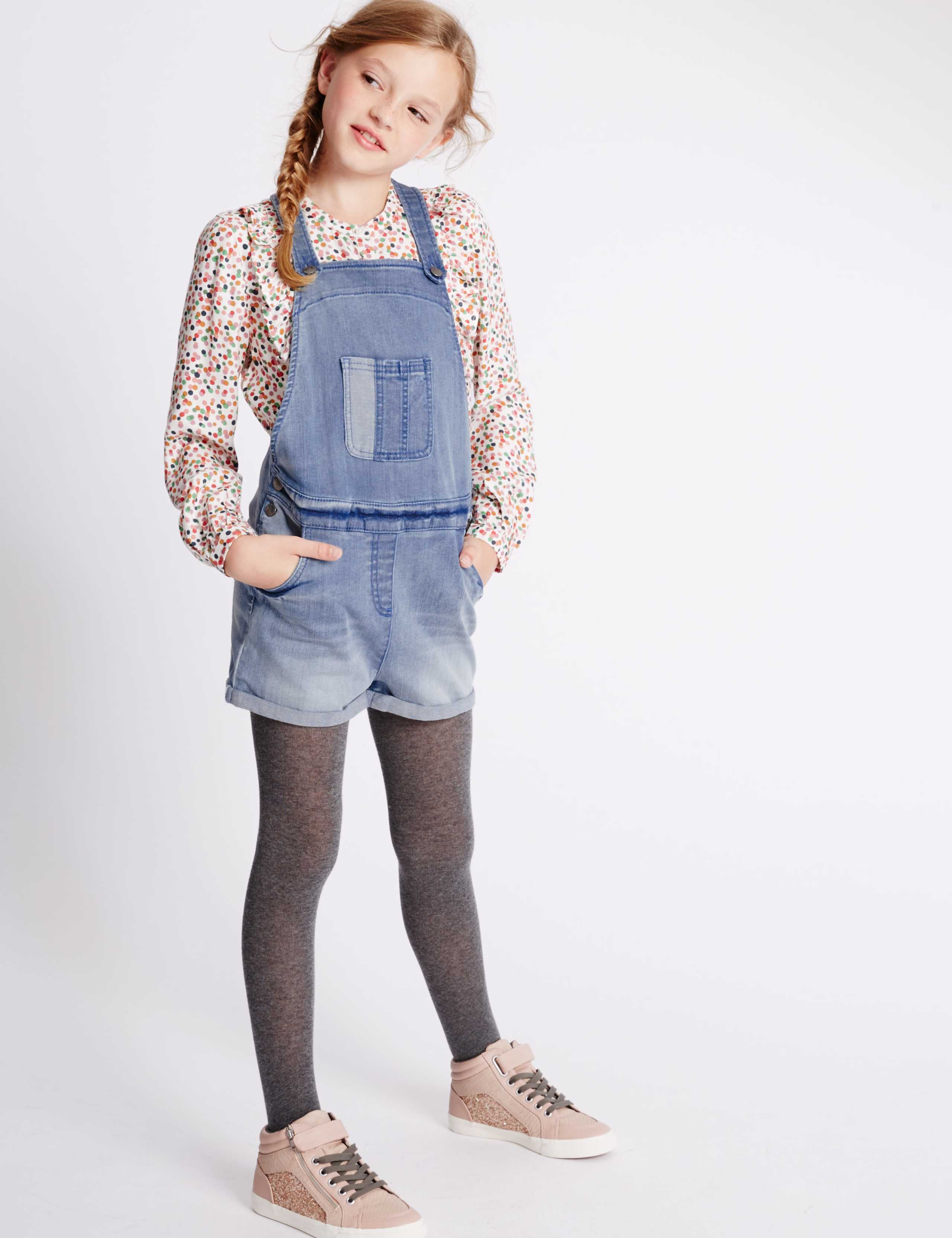 Cotton Denim Dungarees with Stretch (3-14 Years) 1 of 5