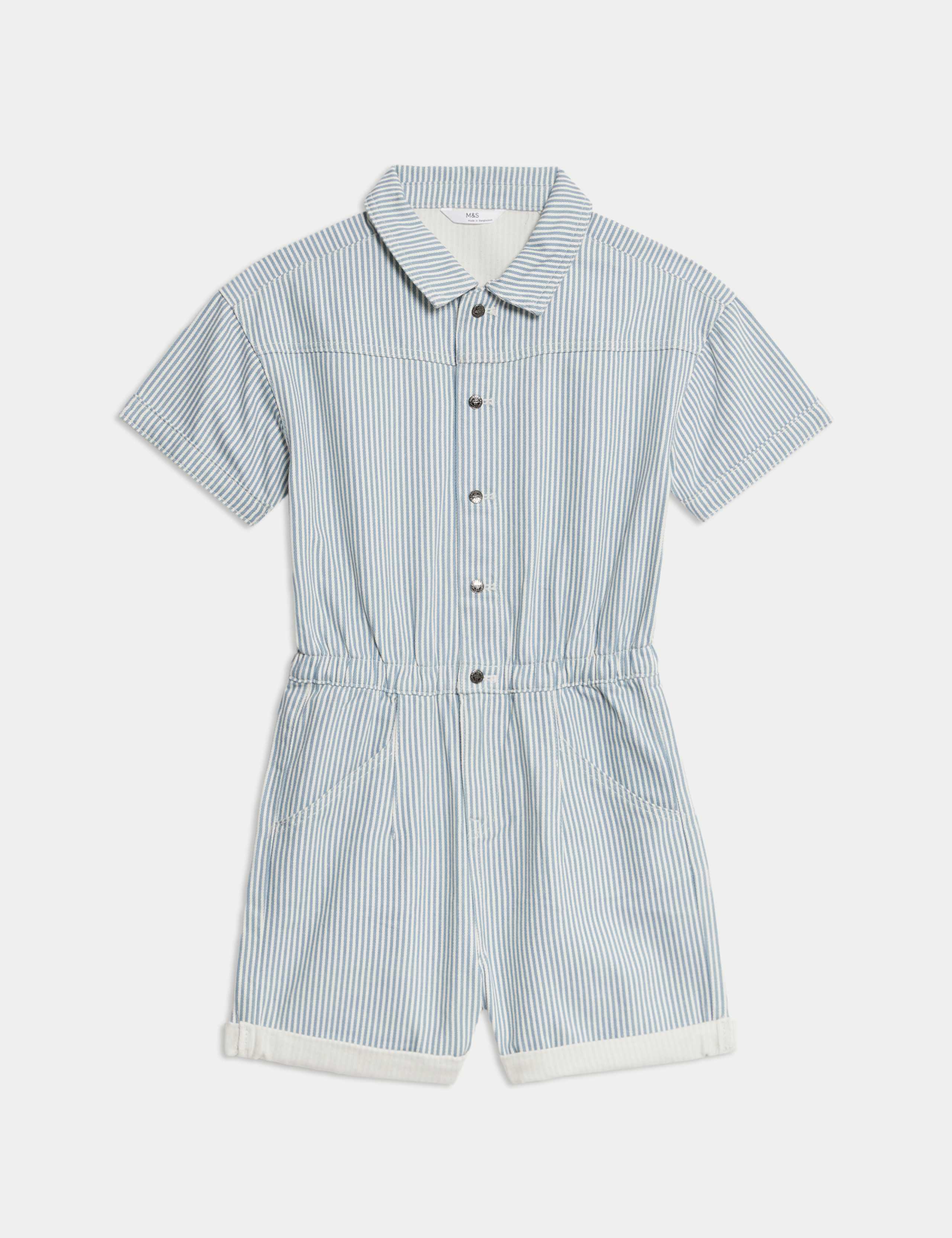 Pure Cotton Denim Playsuit (2-16 Yrs) 2 of 6