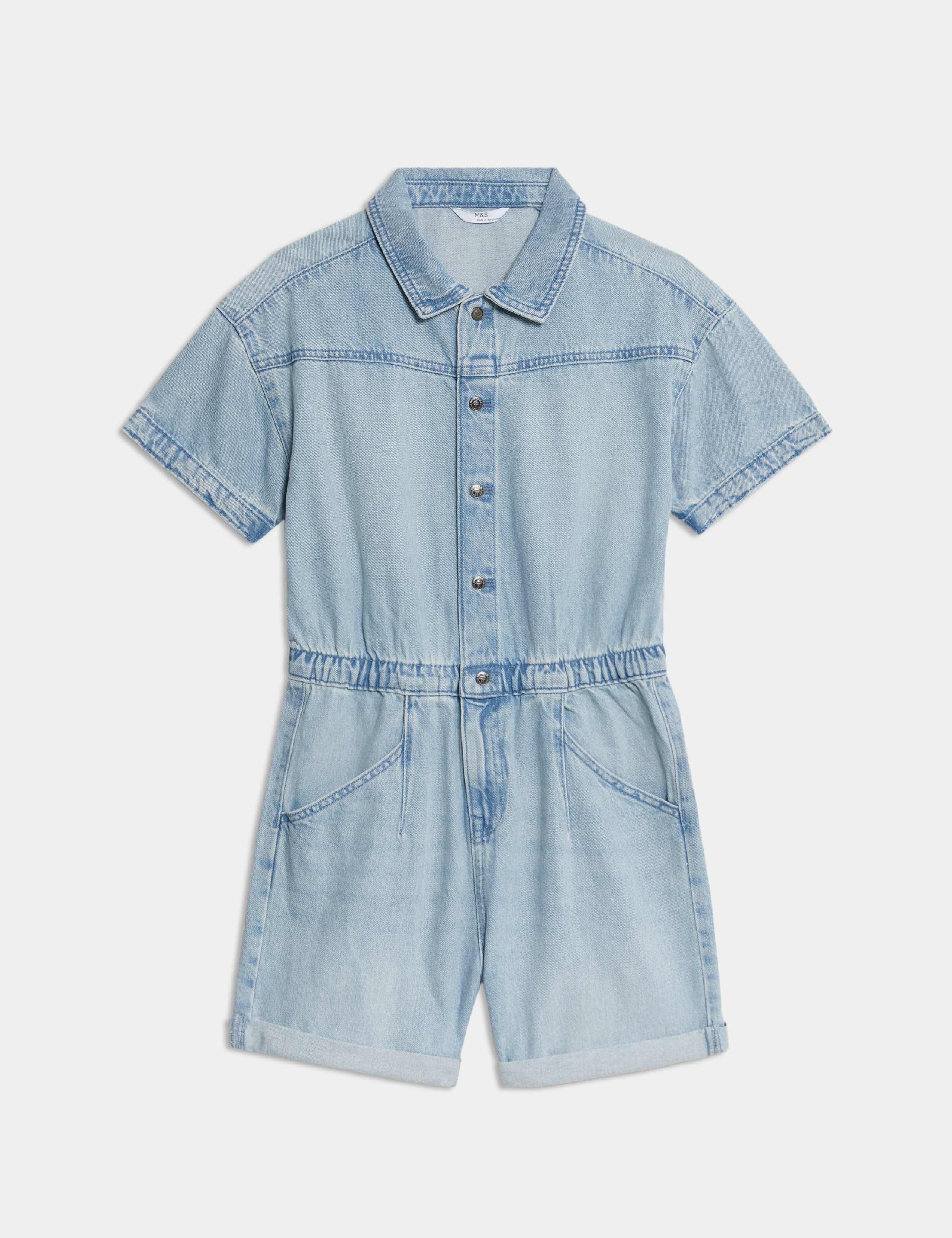 Pure Cotton Denim Playsuit (2-16 Yrs) 2 of 7