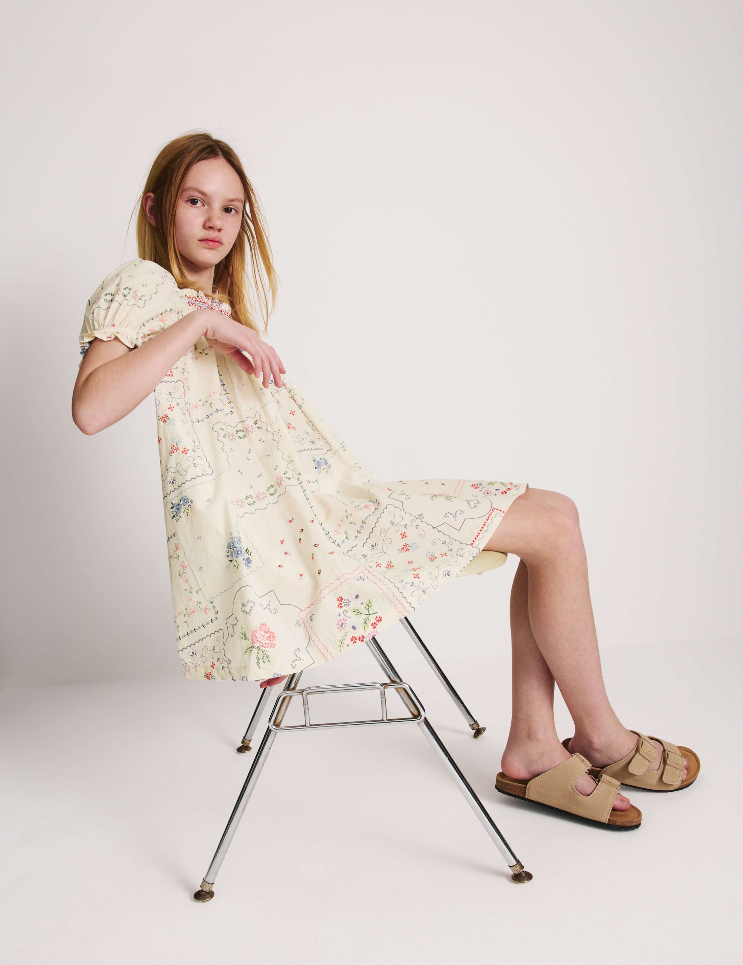 Pure Cotton Puff Sleeve Floral Mini Dress (6-16 Yrs) 4 of 6