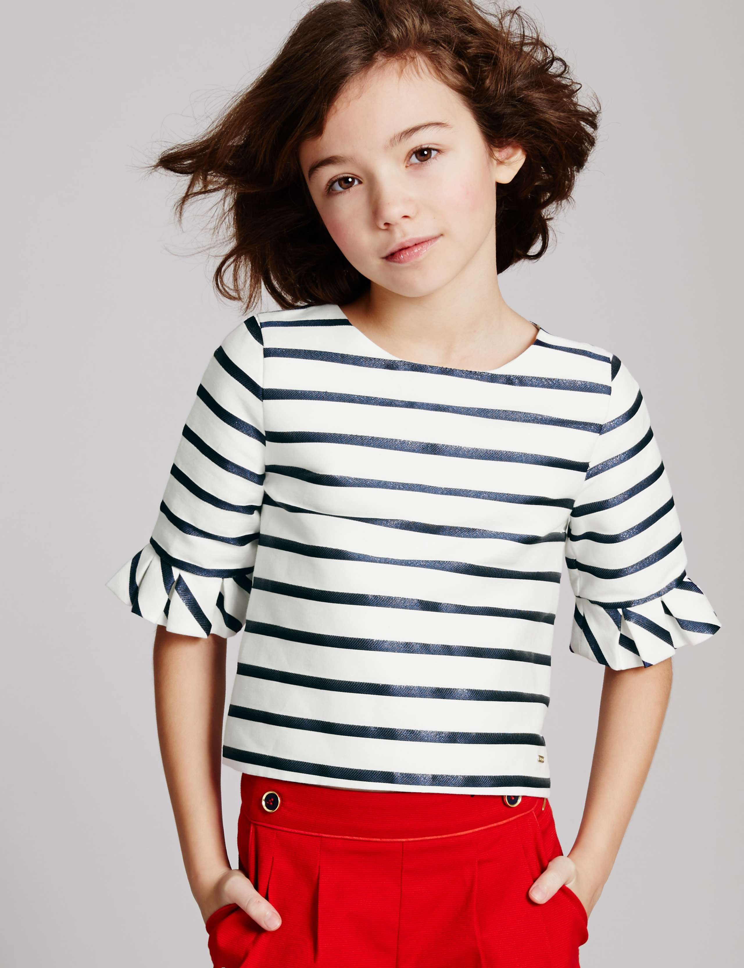 Striped Half Sleeve Top (3-14 Years) 1 of 3