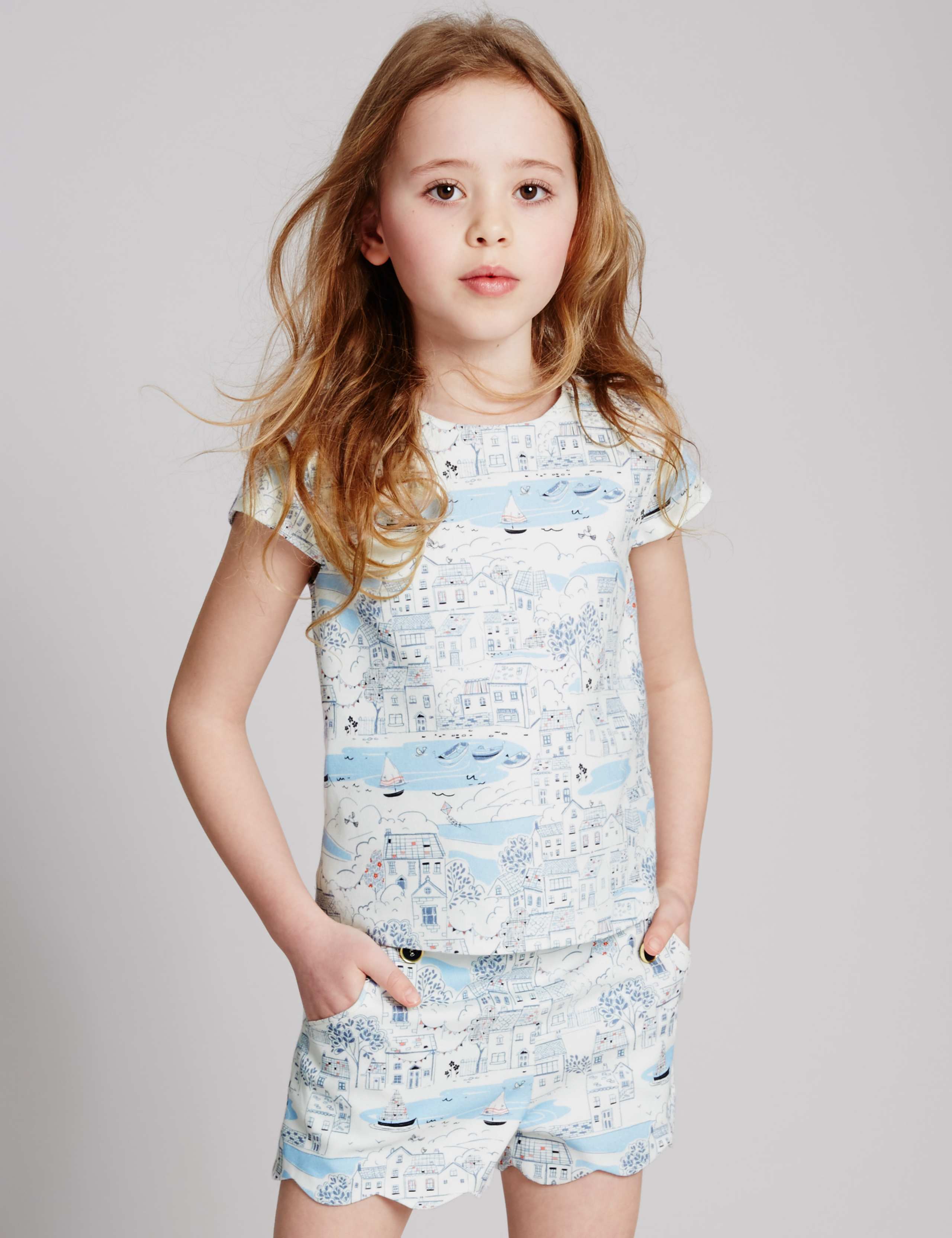 Cotton Scenic Print Top with Stretch (3-14 Years) 1 of 3