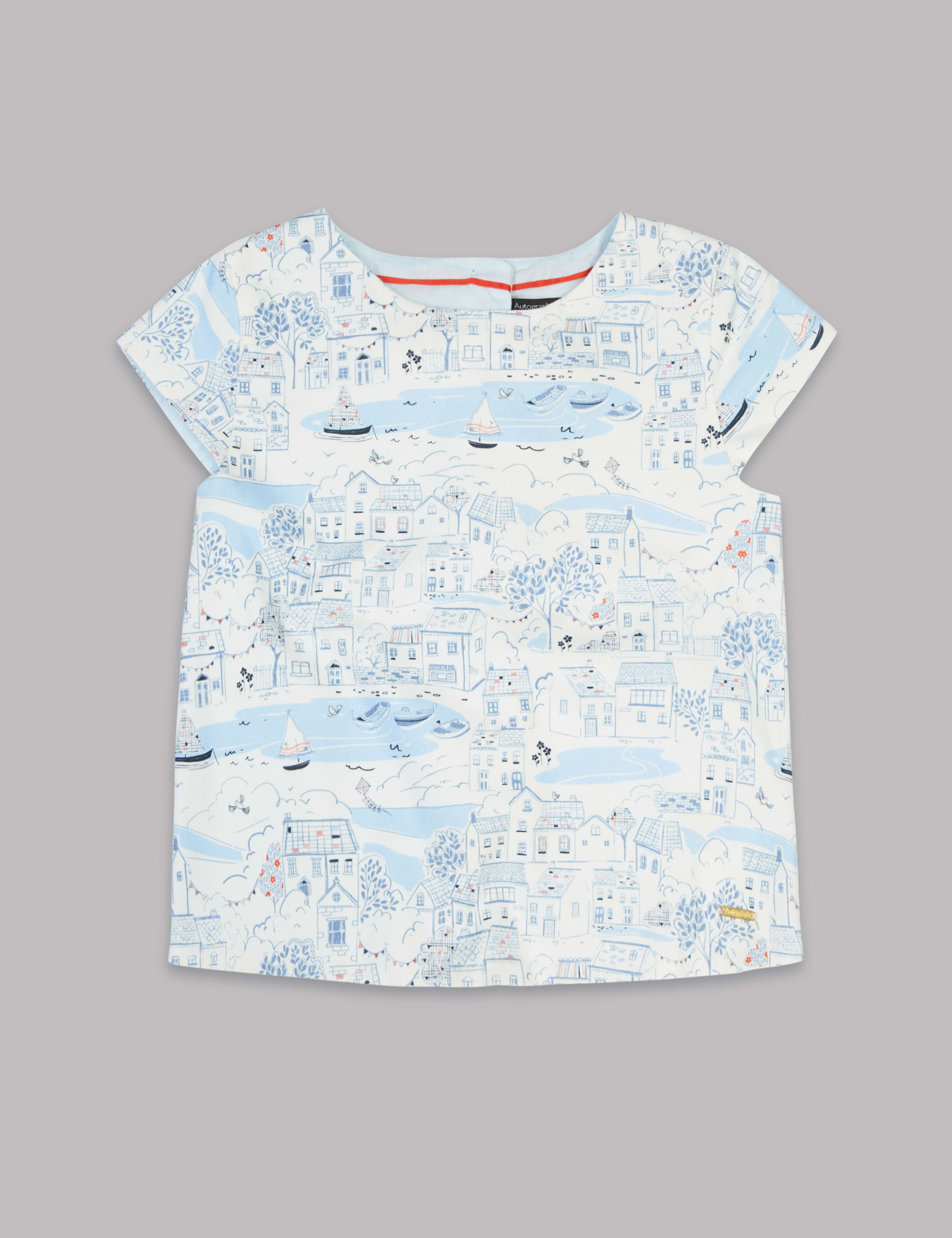 Cotton Scenic Print Top with Stretch (3-14 Years) 2 of 3