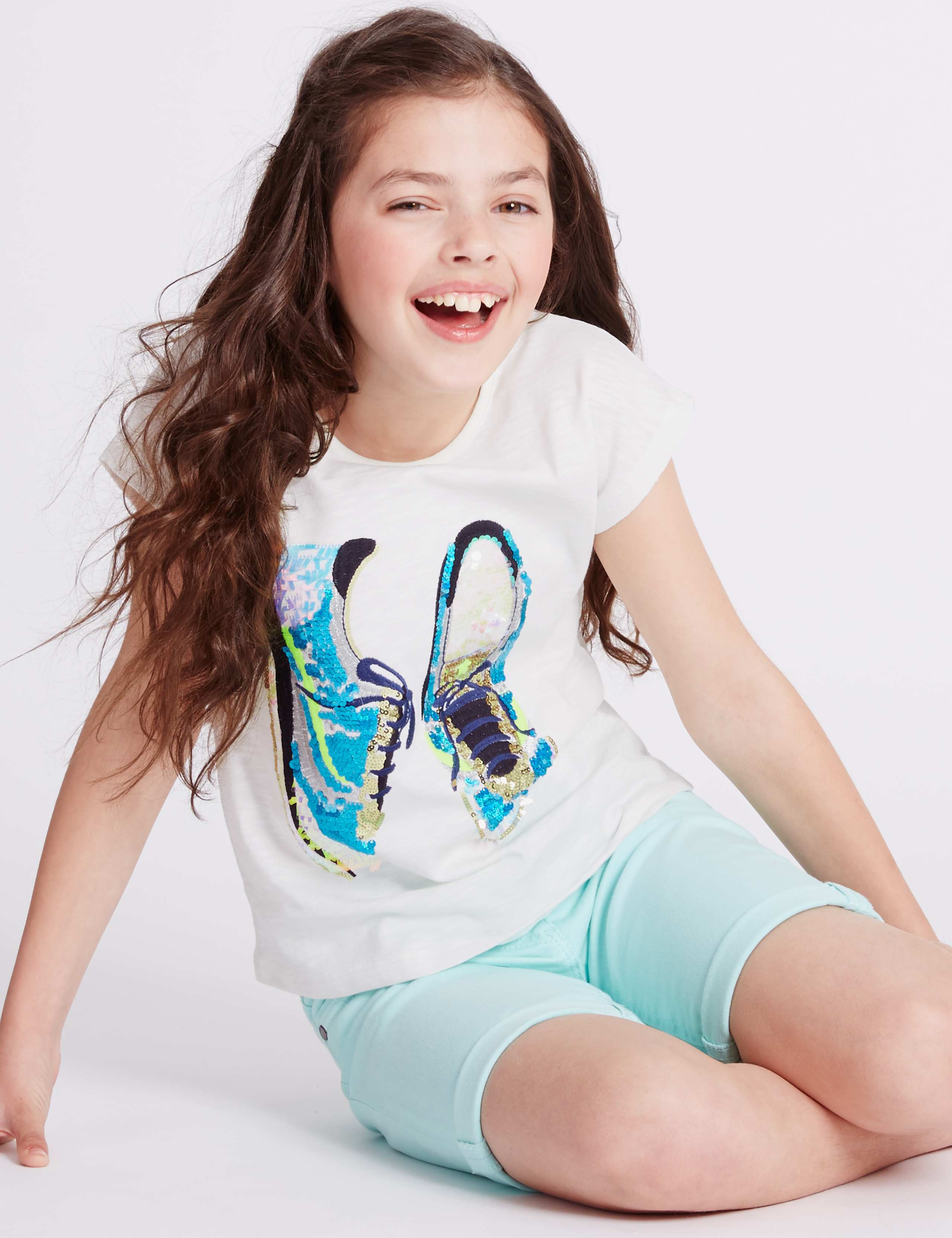 Pure Cotton Sequin Top with StayNEW™ (3-14 Years) 1 of 5