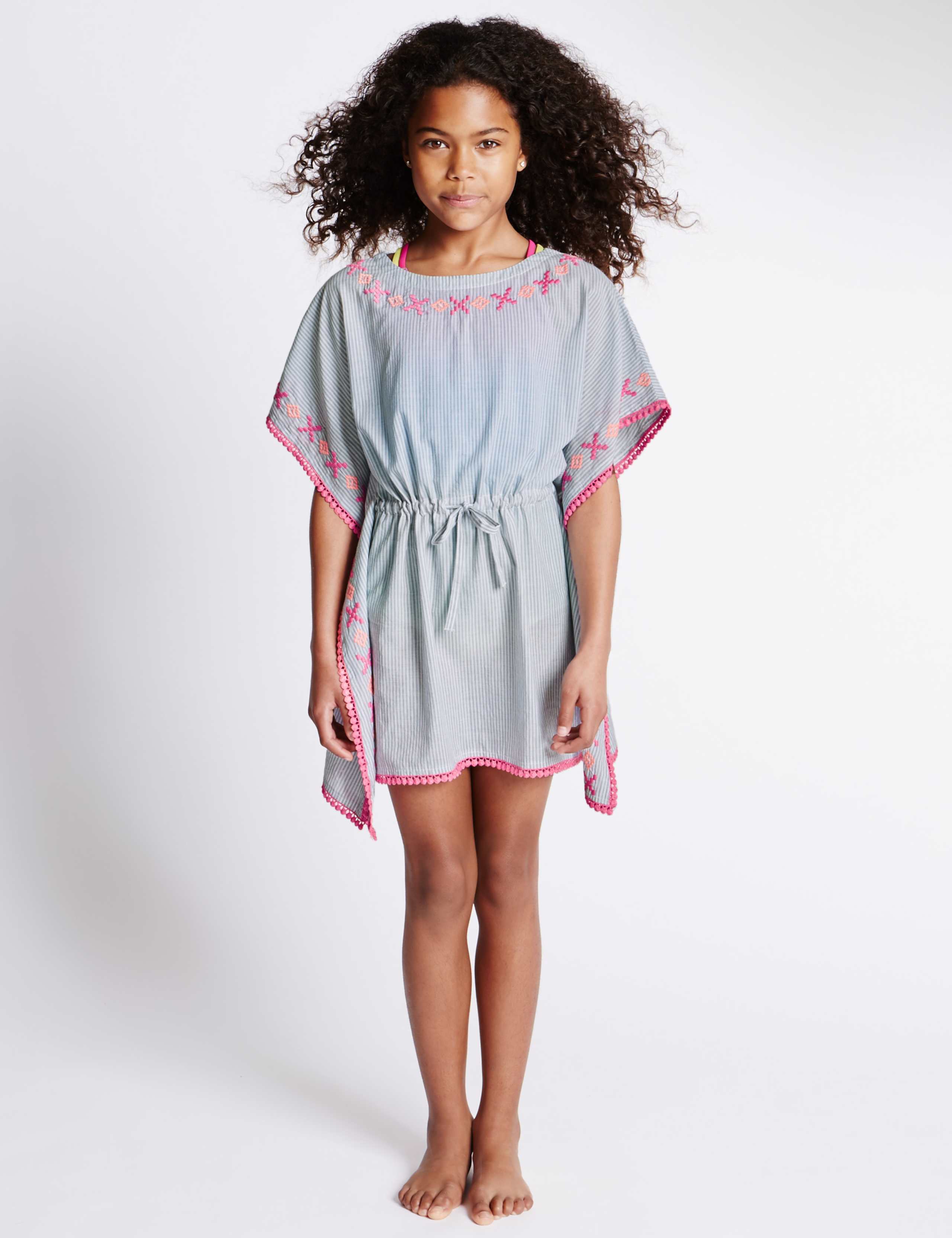 Pure Cotton Pinstriped Kaftan (5-14 Years) 1 of 3