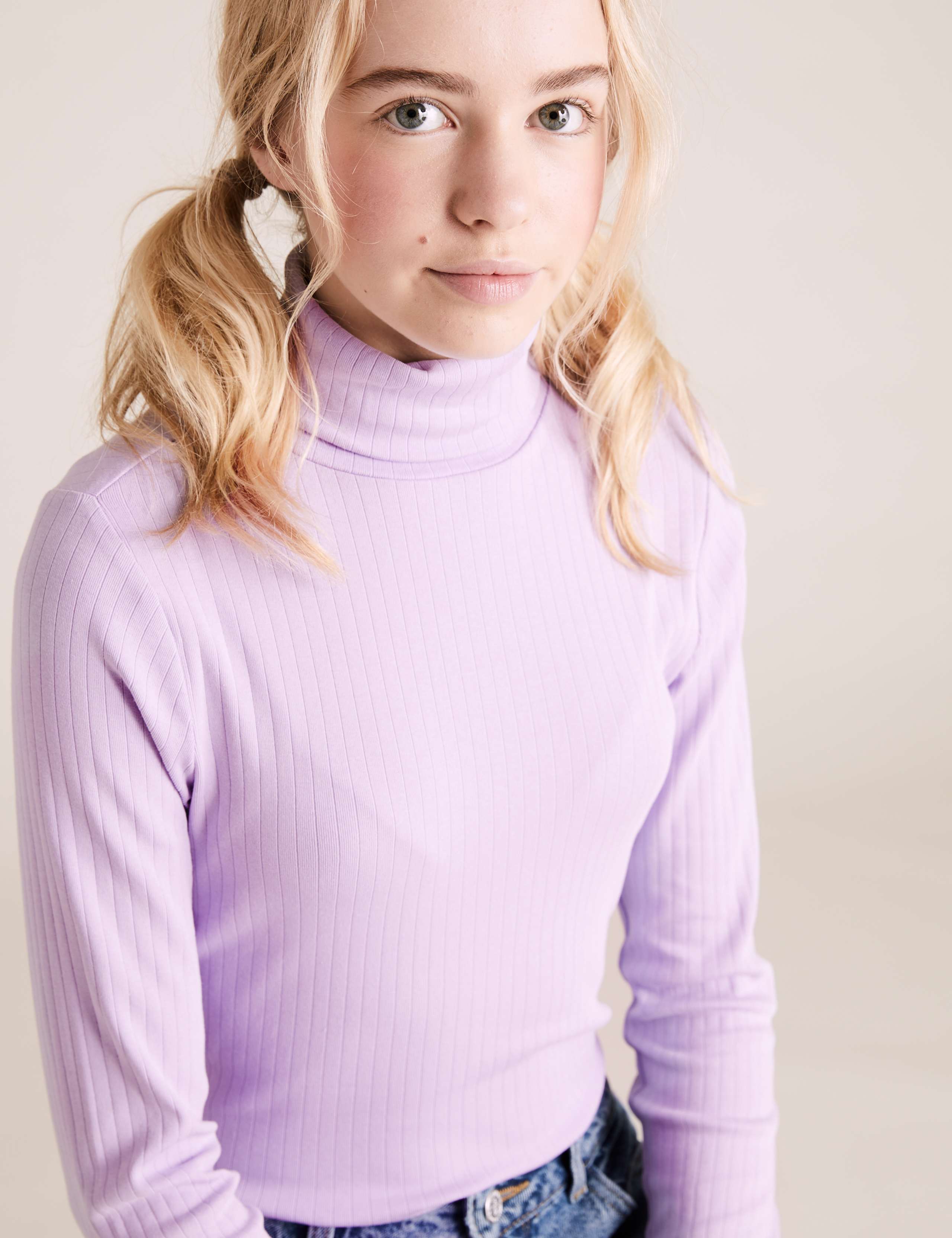3pk Cotton Roll Neck Tops (6-16 Yrs) 2 of 5