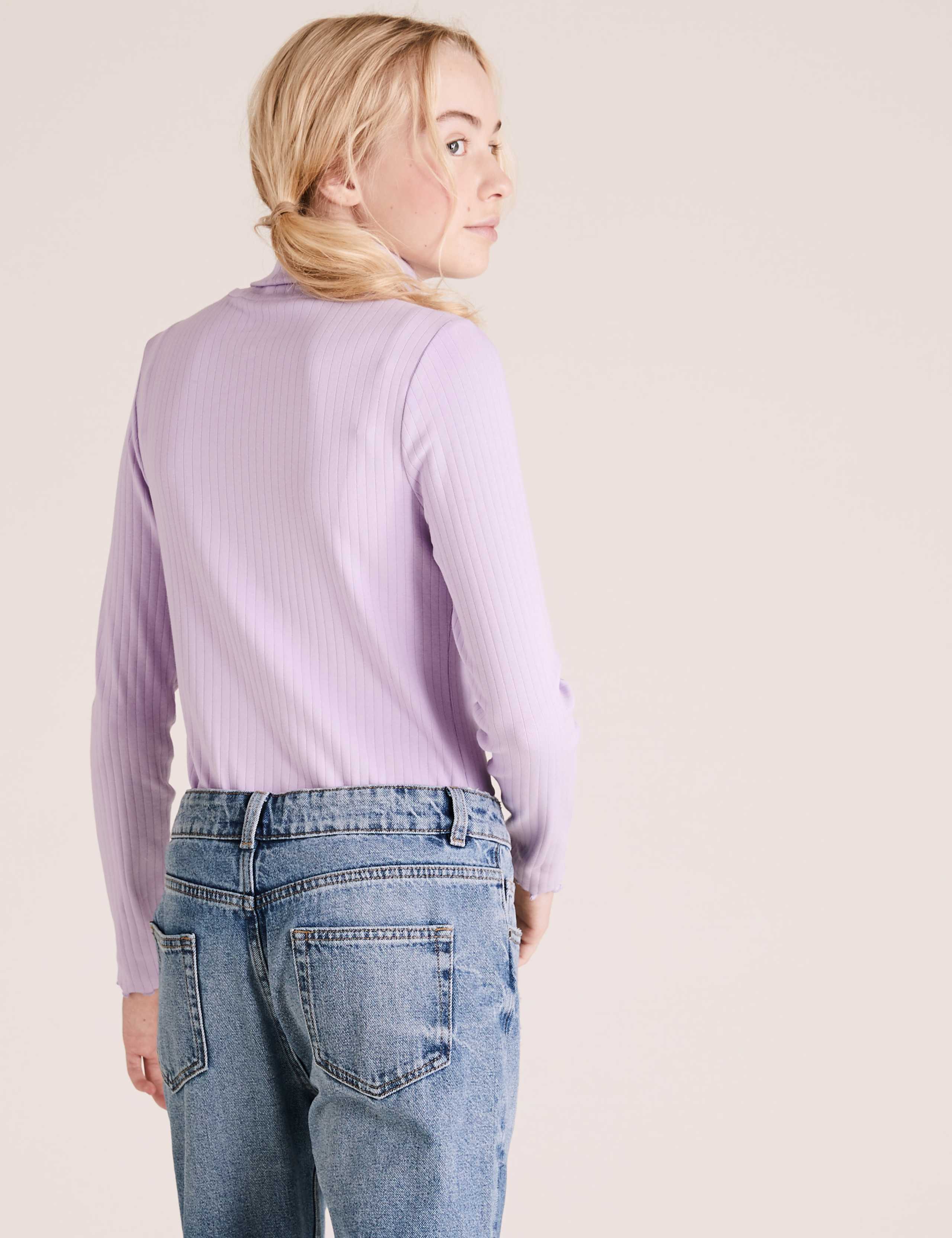 3pk Cotton Roll Neck Tops (6-16 Yrs) 5 of 5