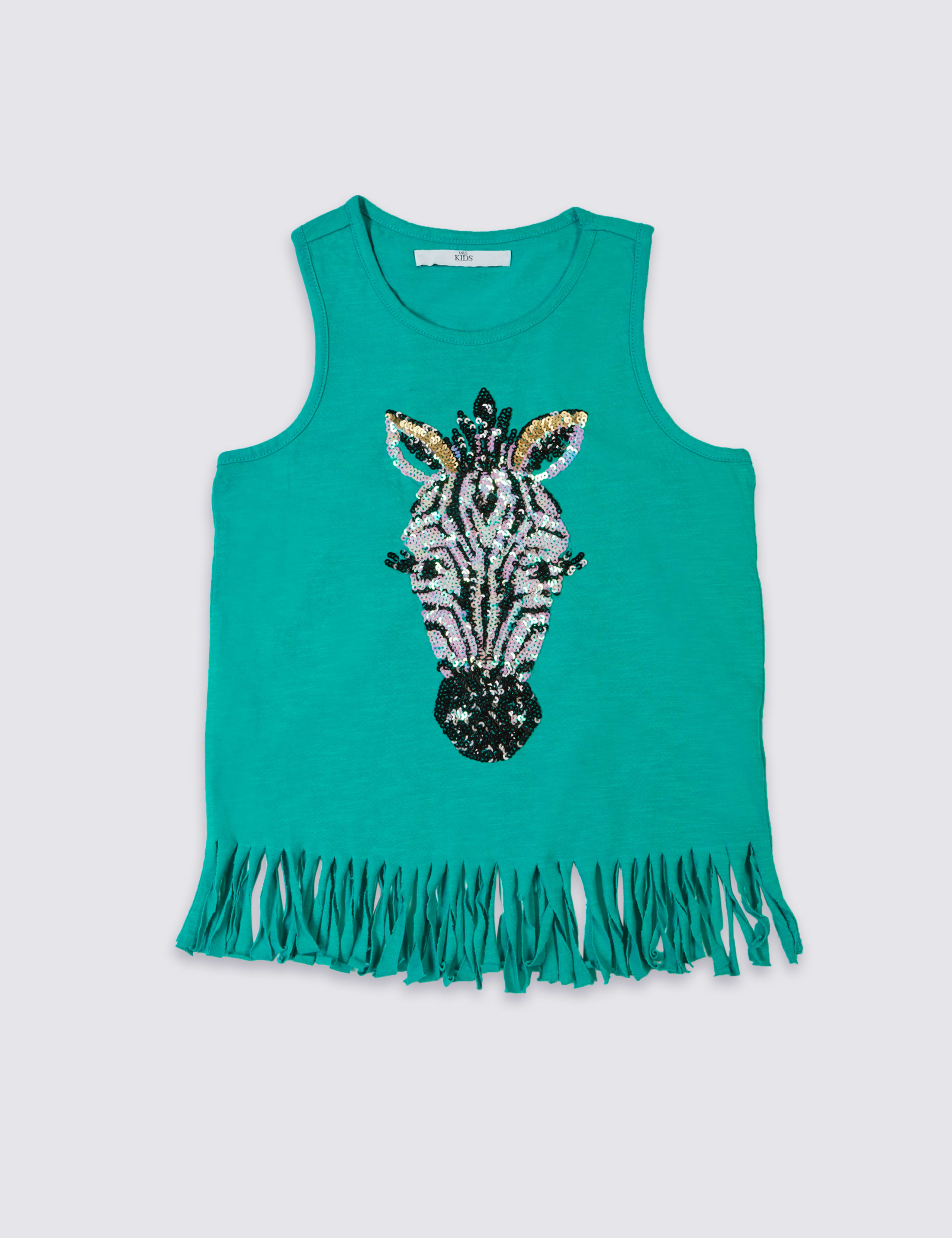 Pure Cotton Sequin Vest Top (3-14 Years) 2 of 5