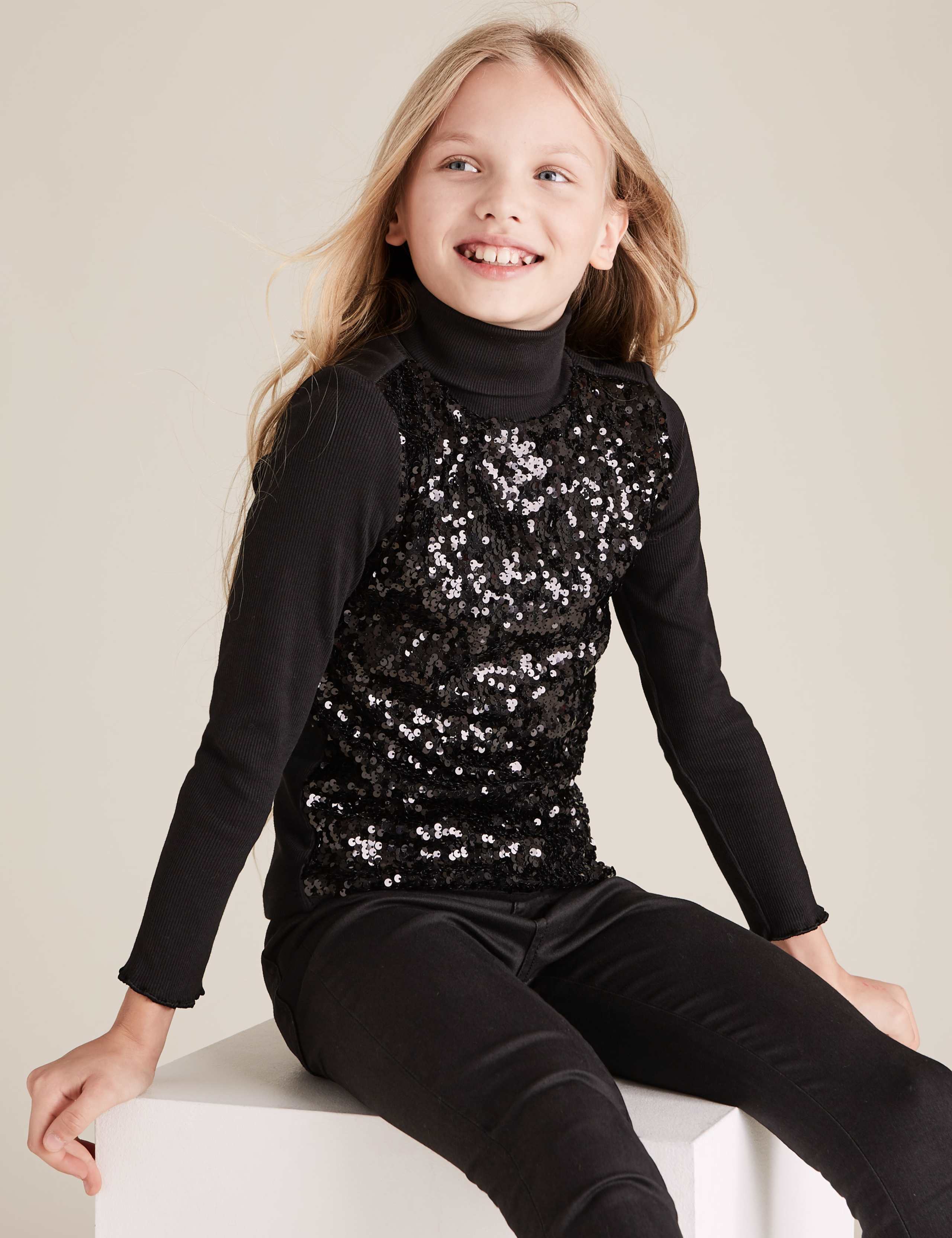 Cotton Rich Sequin Roll Neck Top (6-16 Yrs) 3 of 4