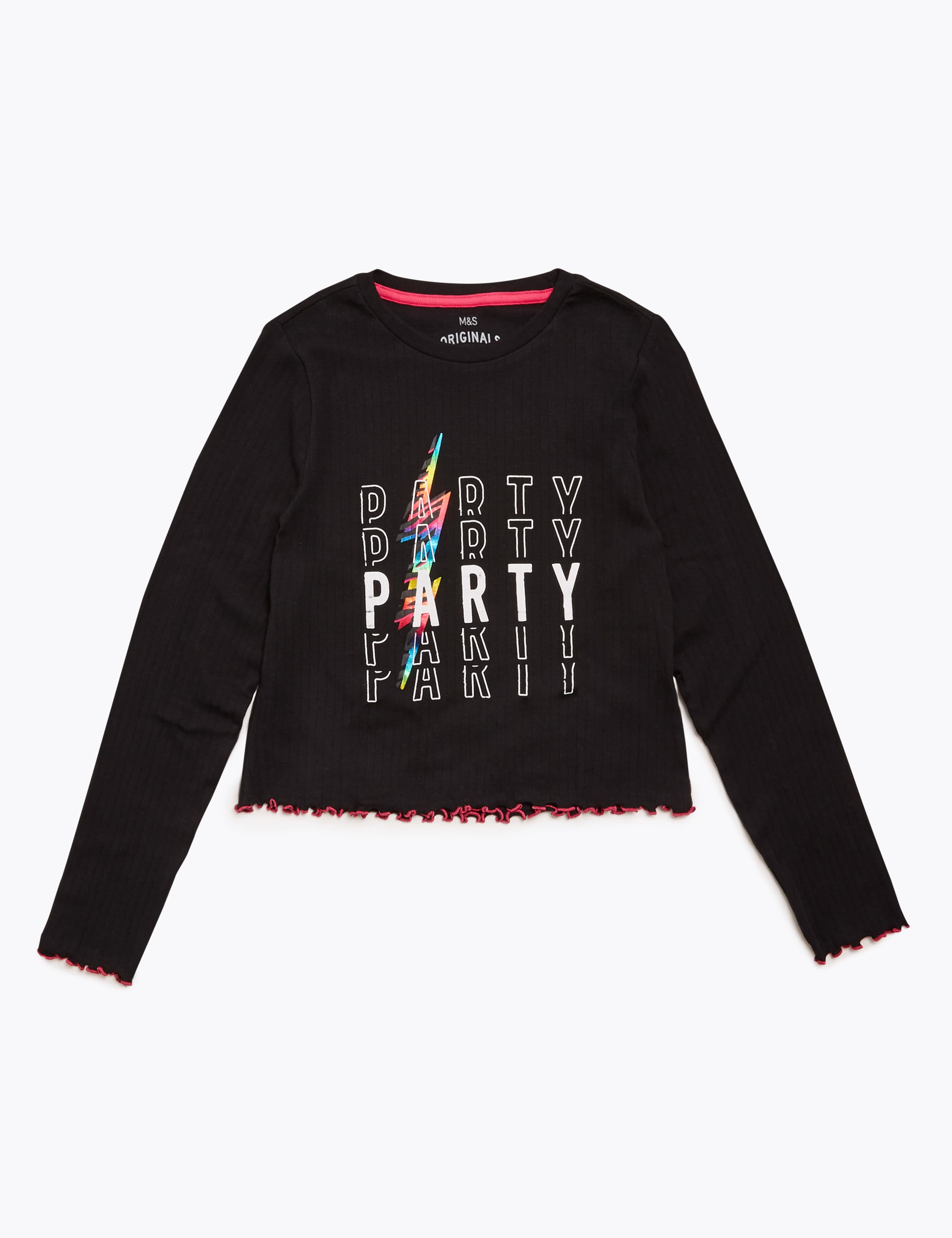 Cotton 'Party' Slogan Foil Graphic Top (6-16 Yrs) 2 of 4
