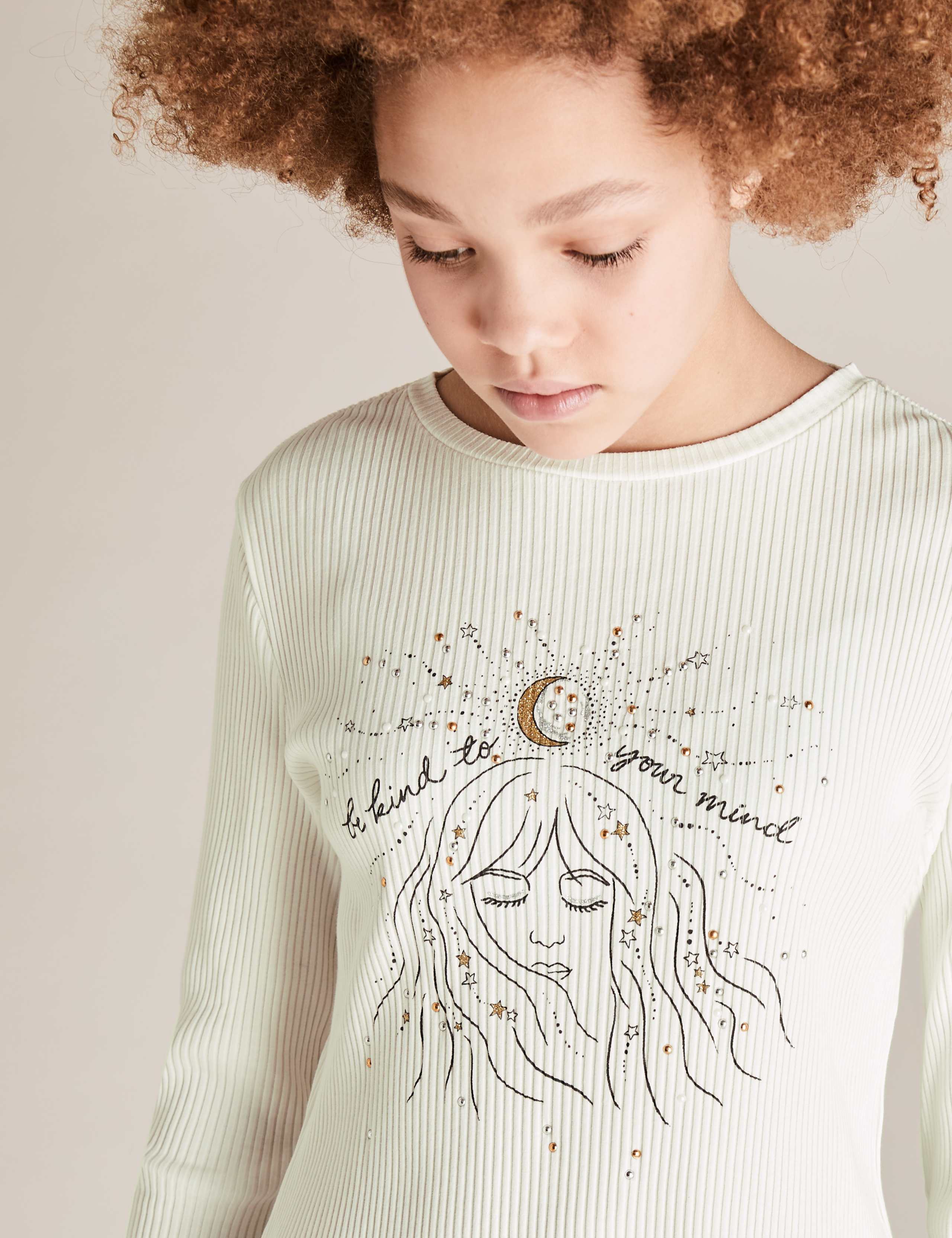 Cotton Cosmic Glitter Slogan Top (6-14 Yrs) 3 of 5