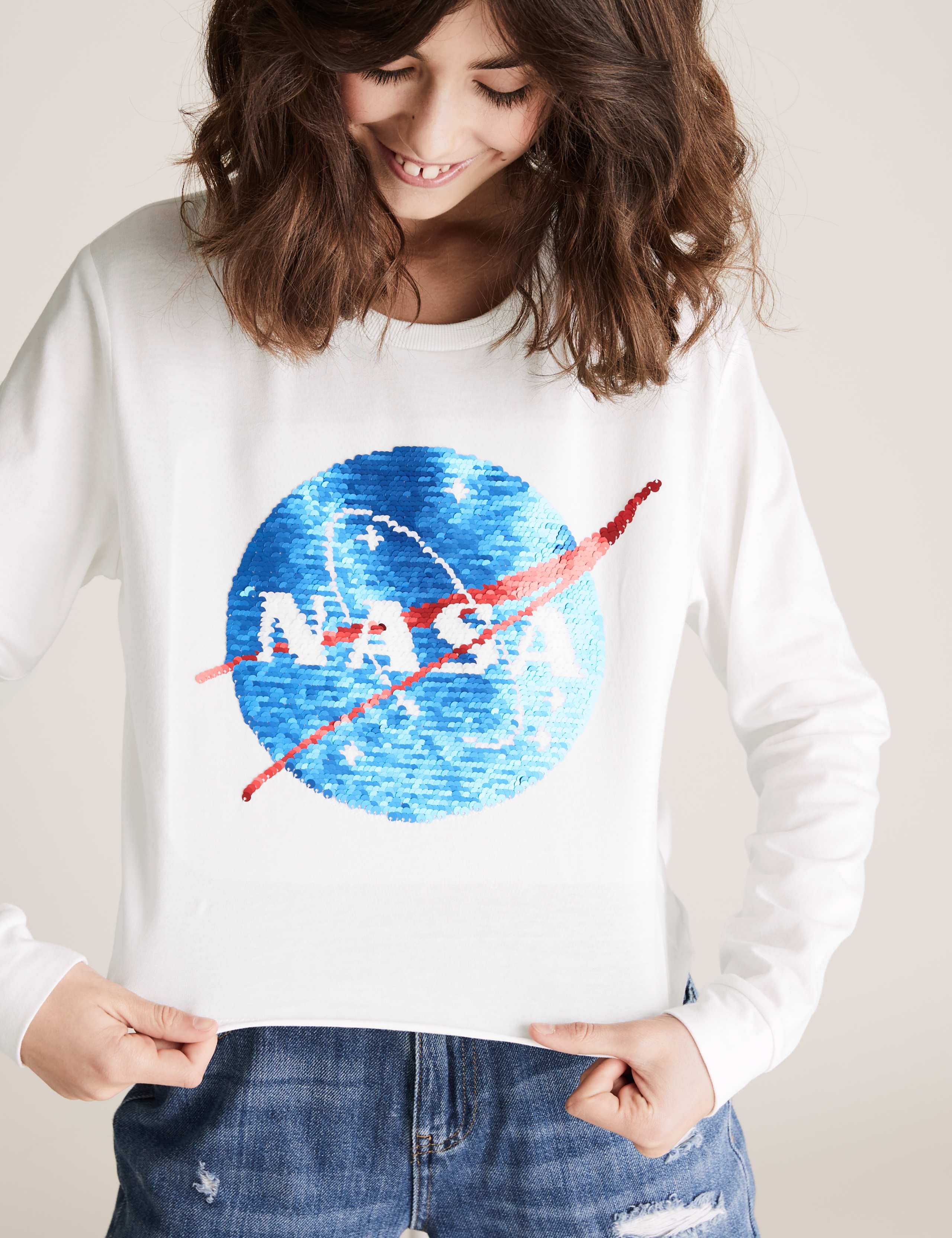 Pure Cotton Reversible Sequin NASA™ Top (6-14 Yrs) 3 of 5