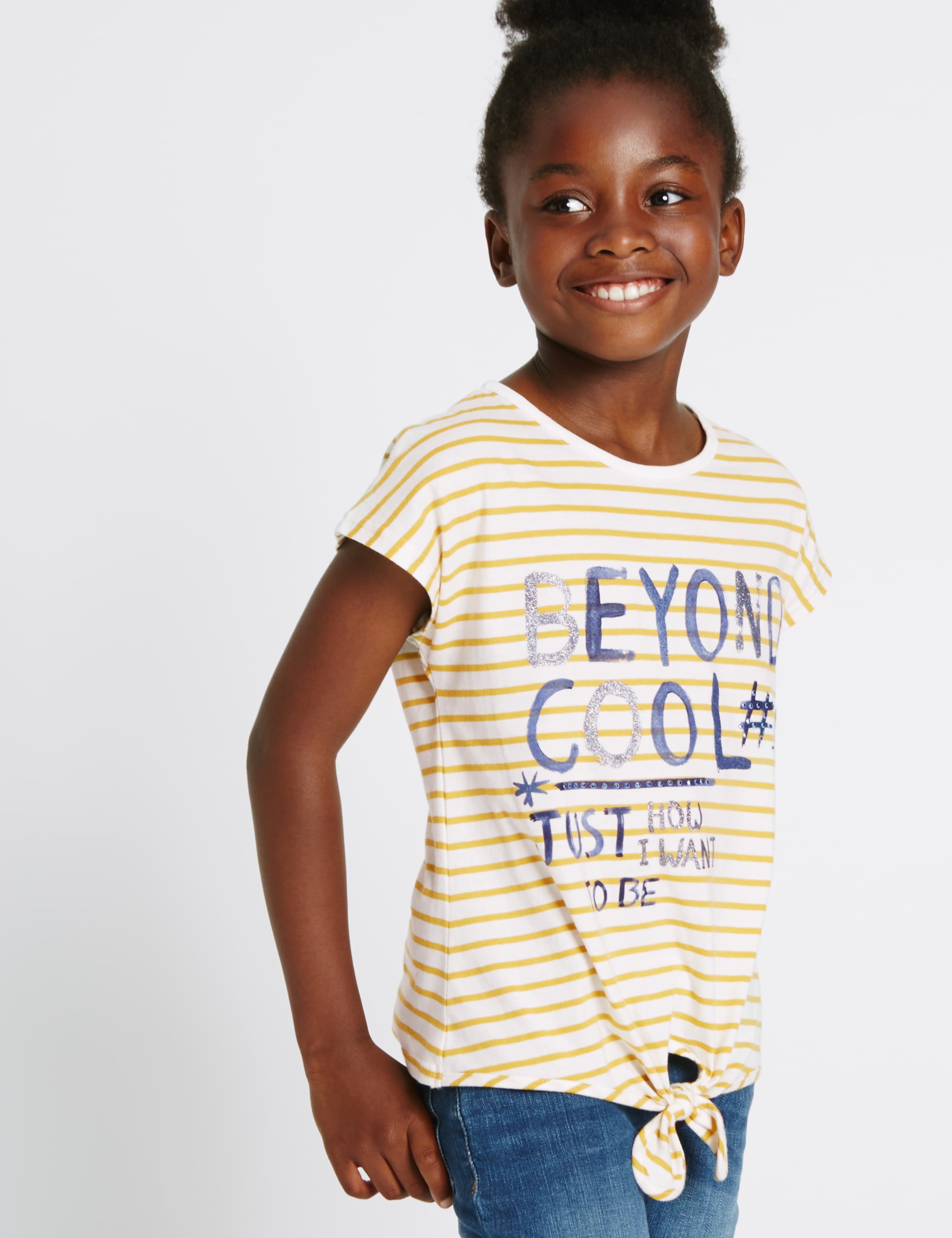 Pure Cotton Striped Front Tie Top (3-14 Years) 1 of 5