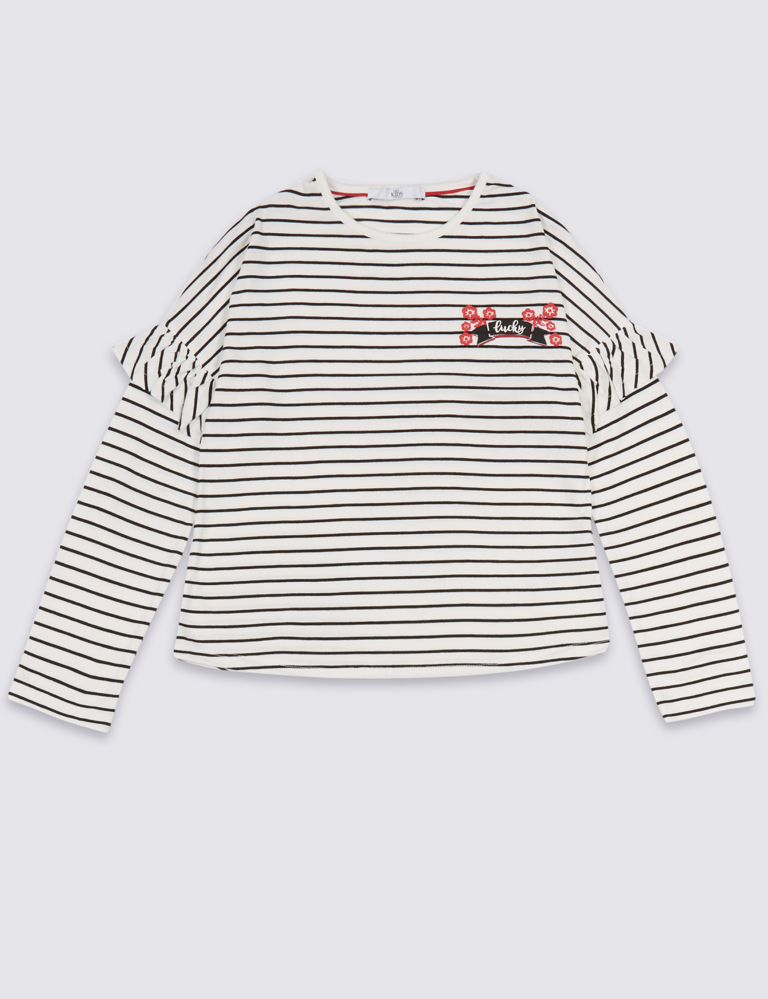 Frill Sleeve Striped Top (3-14 Years) 2 of 3