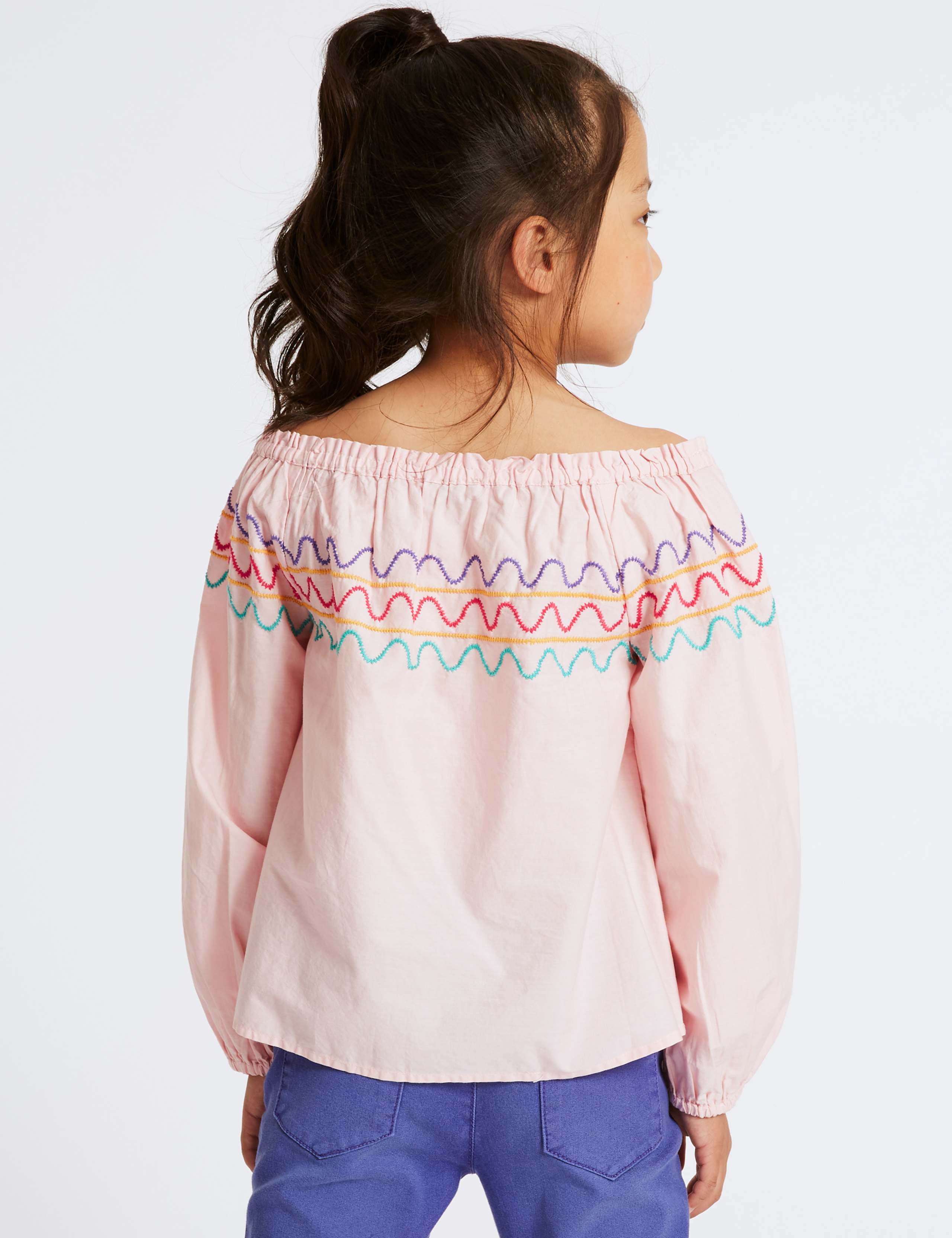 Pure Cotton Zig Zag Bardot Top (3-16 Years) 3 of 3