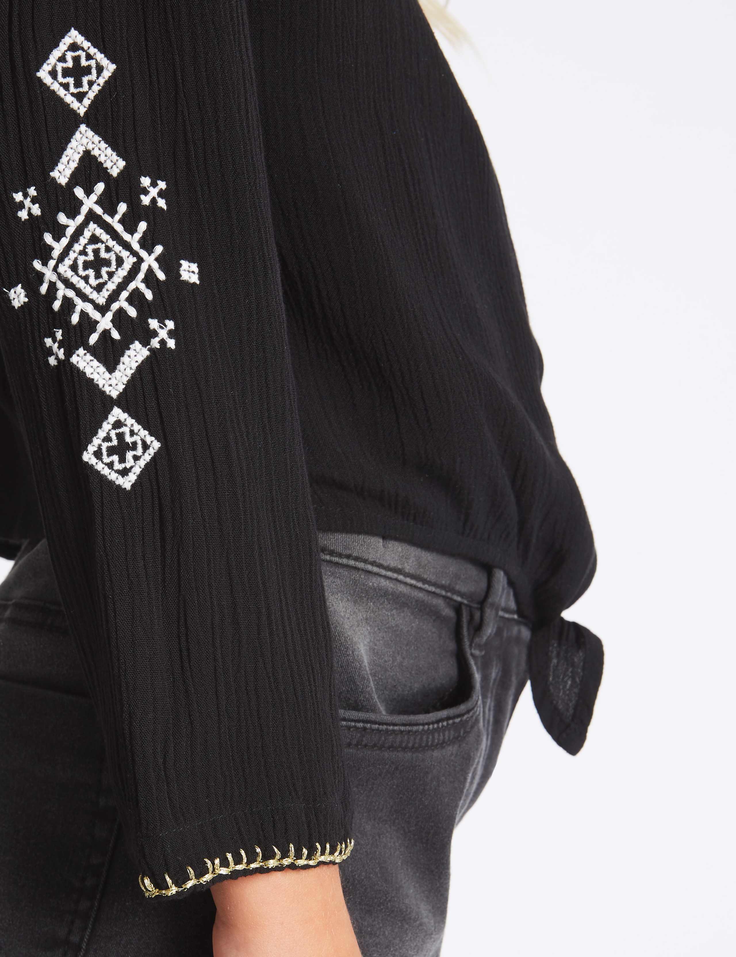 Embroidered Tie Blouse (3-13 Years) 4 of 6