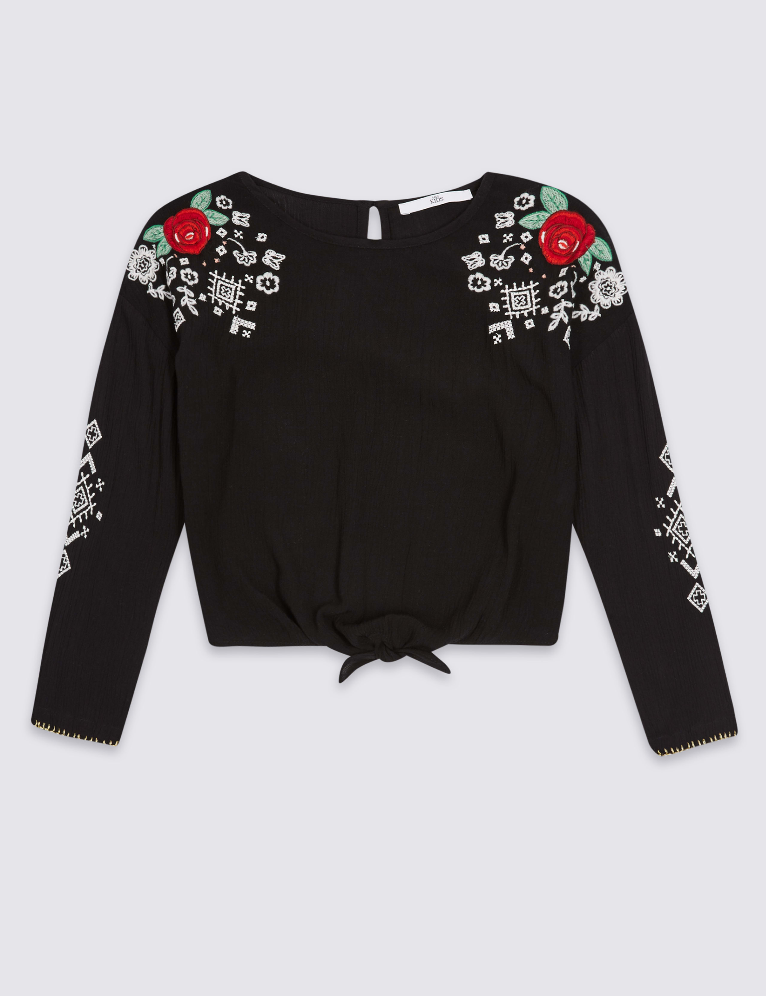 Embroidered Tie Blouse (3-13 Years) 2 of 6