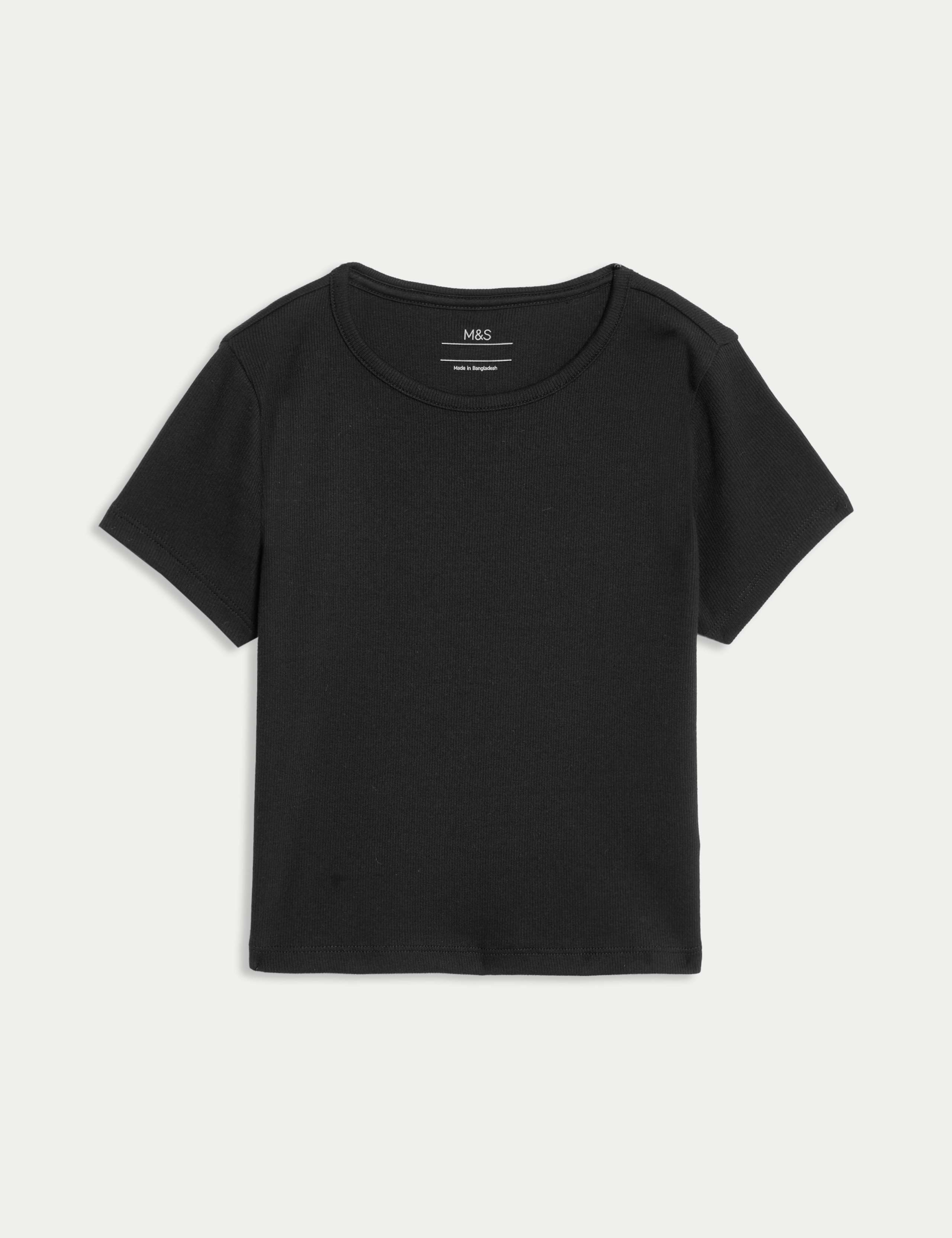 Cotton Rich Ribbed T-Shirt (2-16 Yrs) 1 of 2