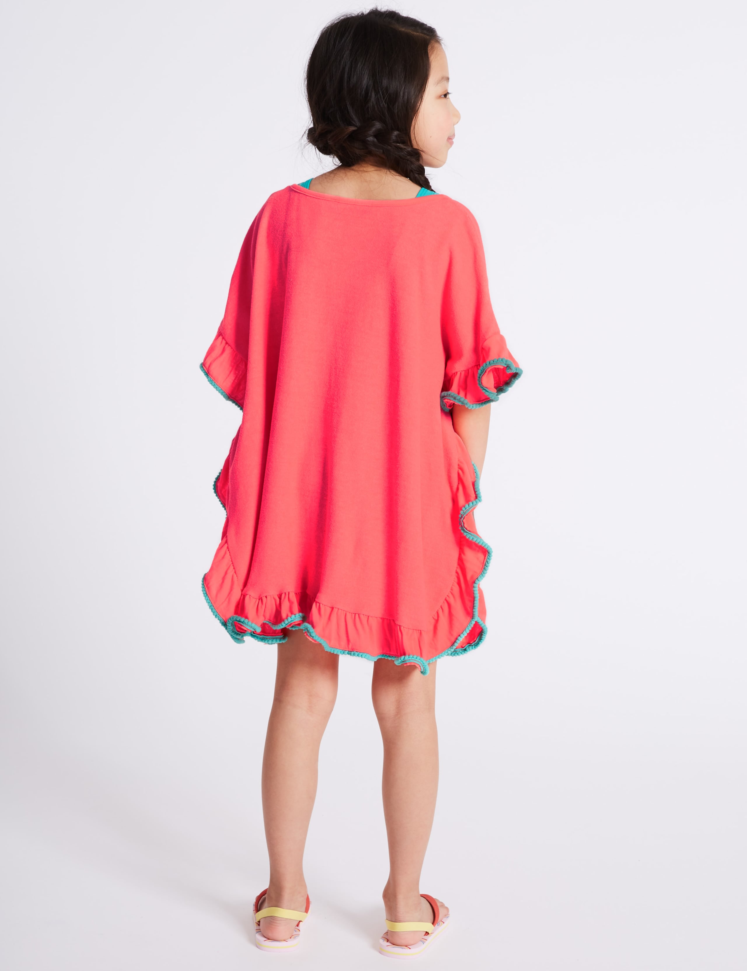 Cotton Blend Pom-pom Kaftan (3-16 Years) 3 of 3