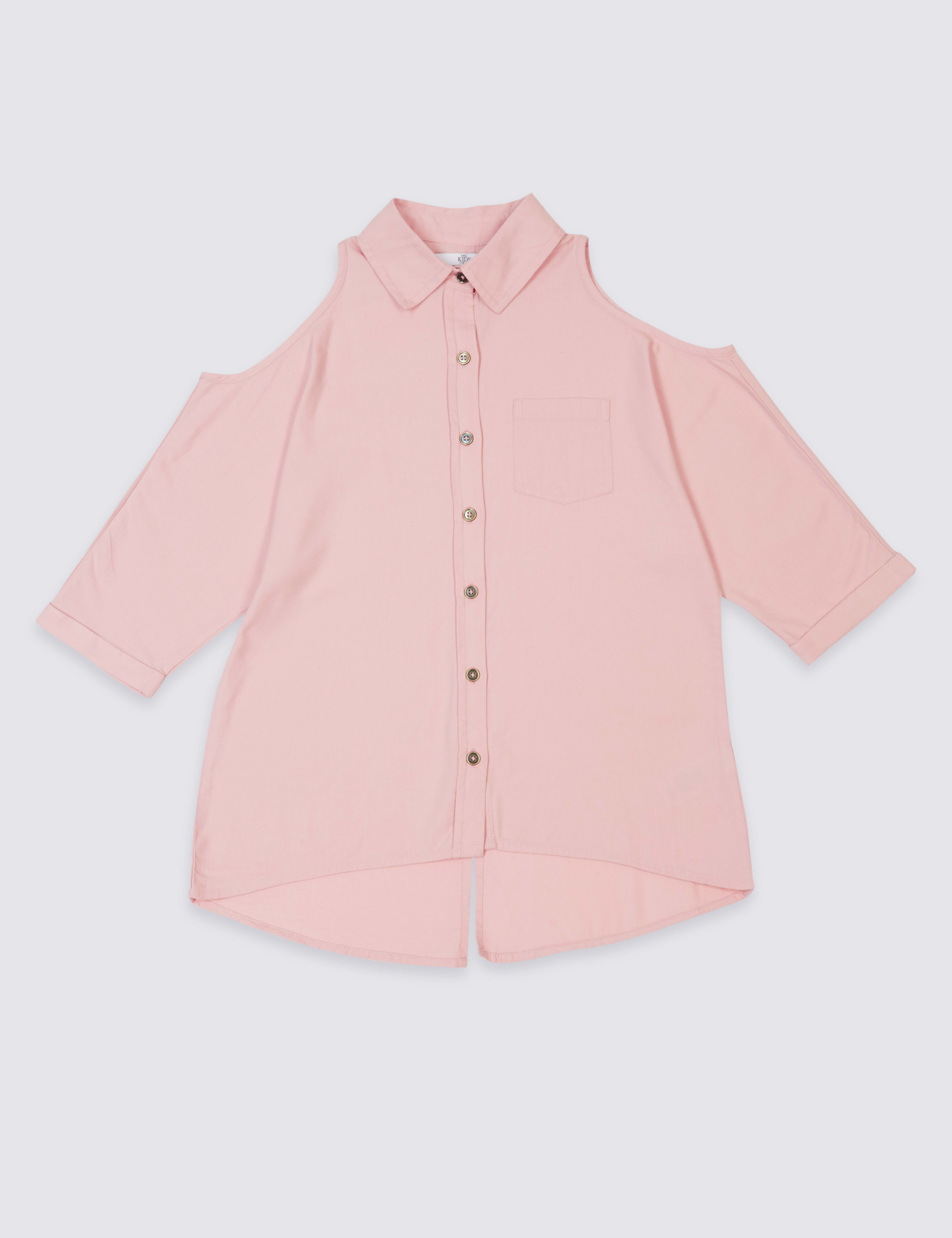 Cotton Blend Cold Shoulder Shirt (3-14 Years) 2 of 5
