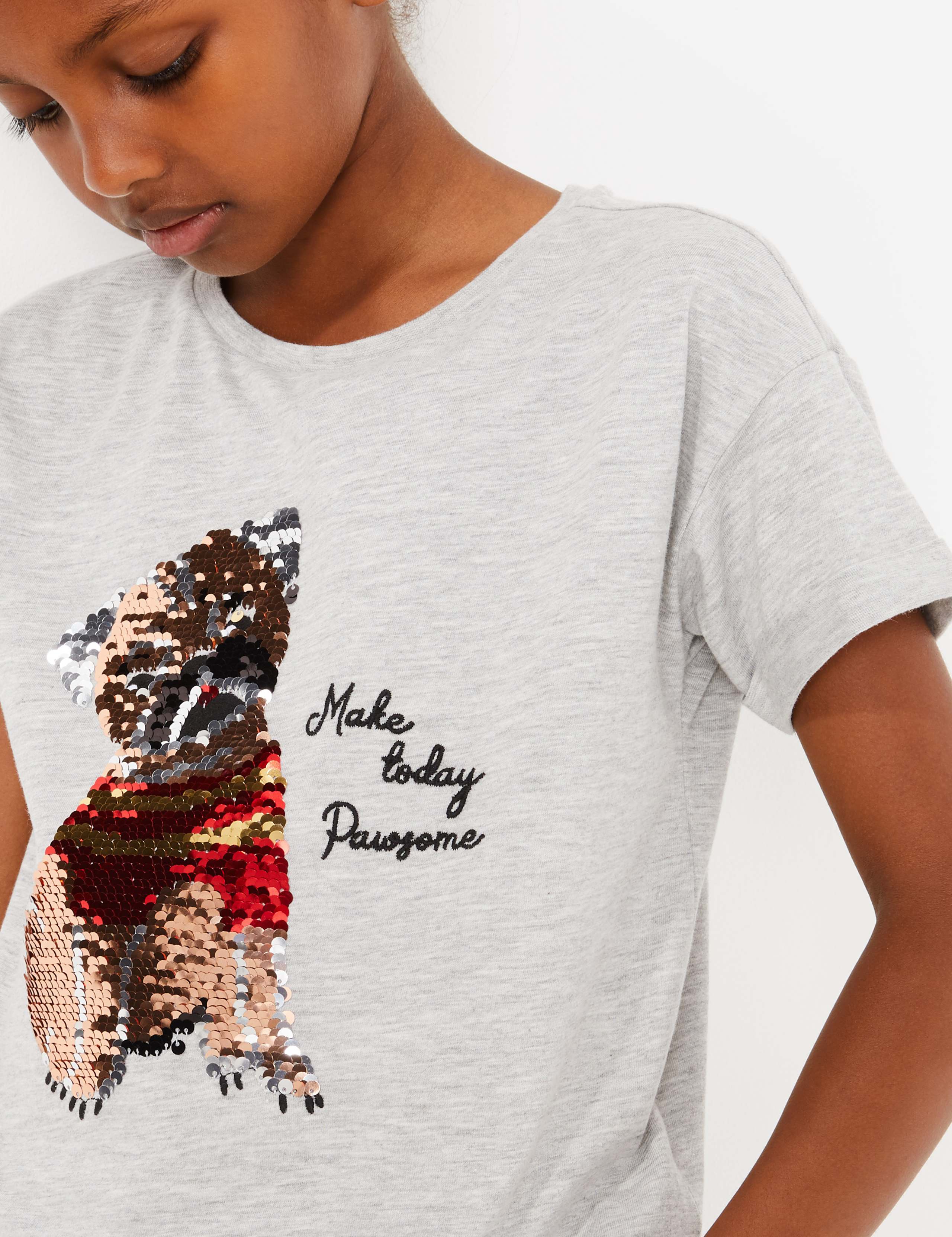 Sequin Pug Make Today Pawsome T-Shirt (3-16 Years) 3 of 4