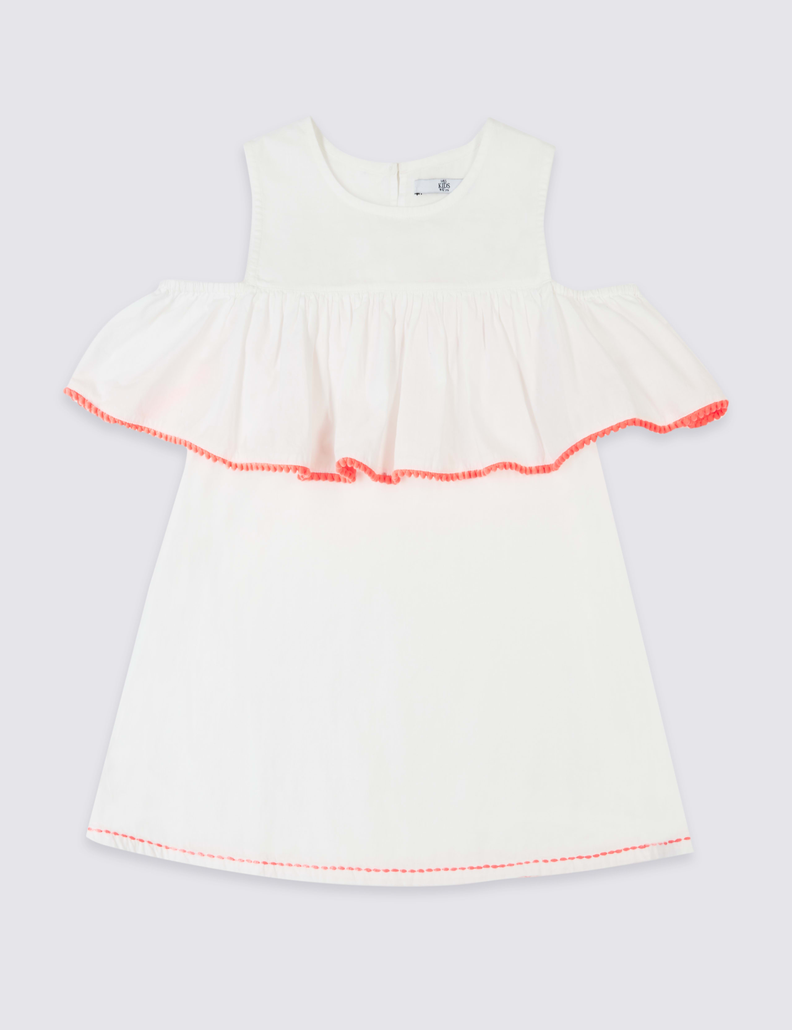 Pure Cotton Cut Out Shoulder Frill Top (3-14 Years) 2 of 5