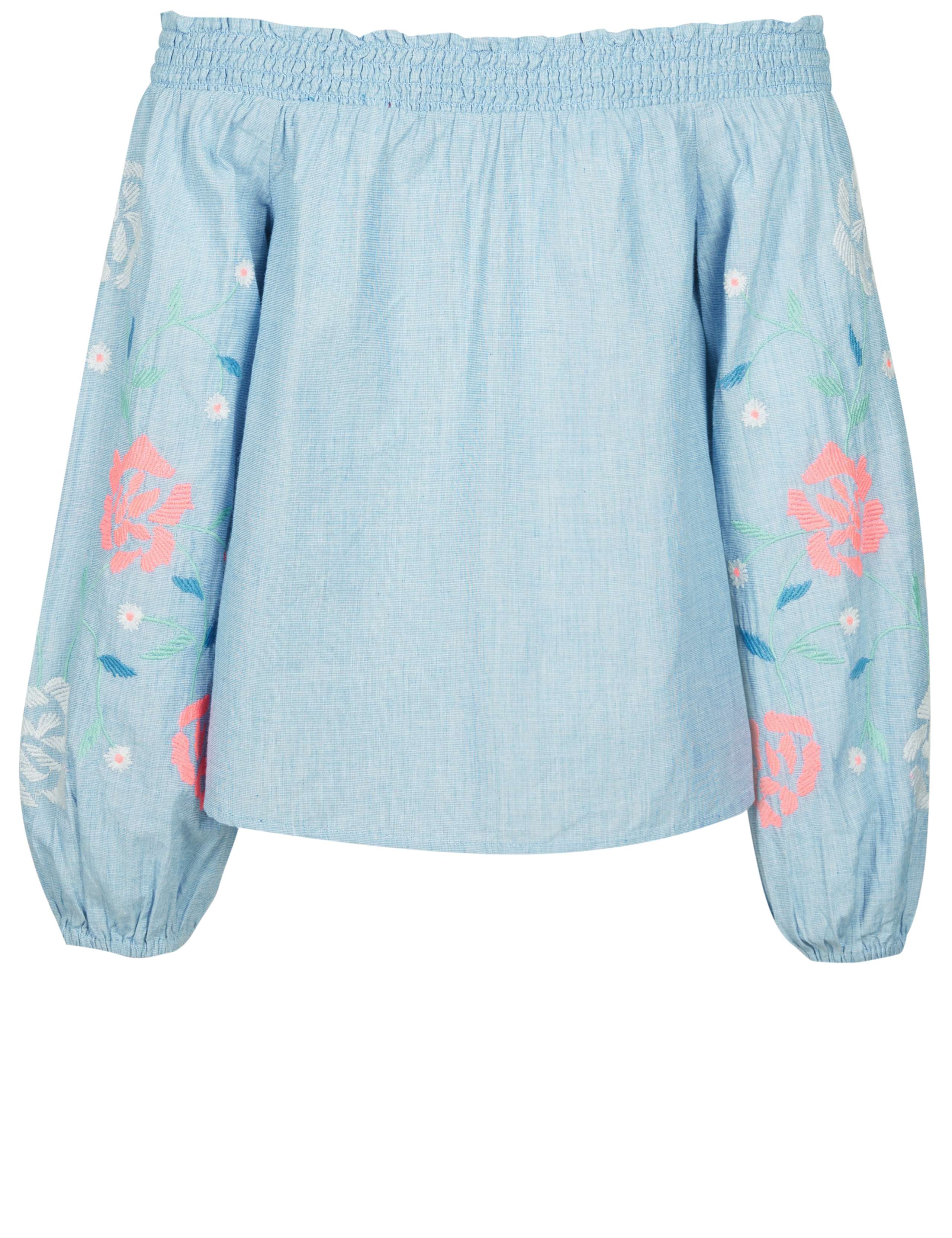 Denim Embroidered Bardot Top (3-16 Years) 5 of 5