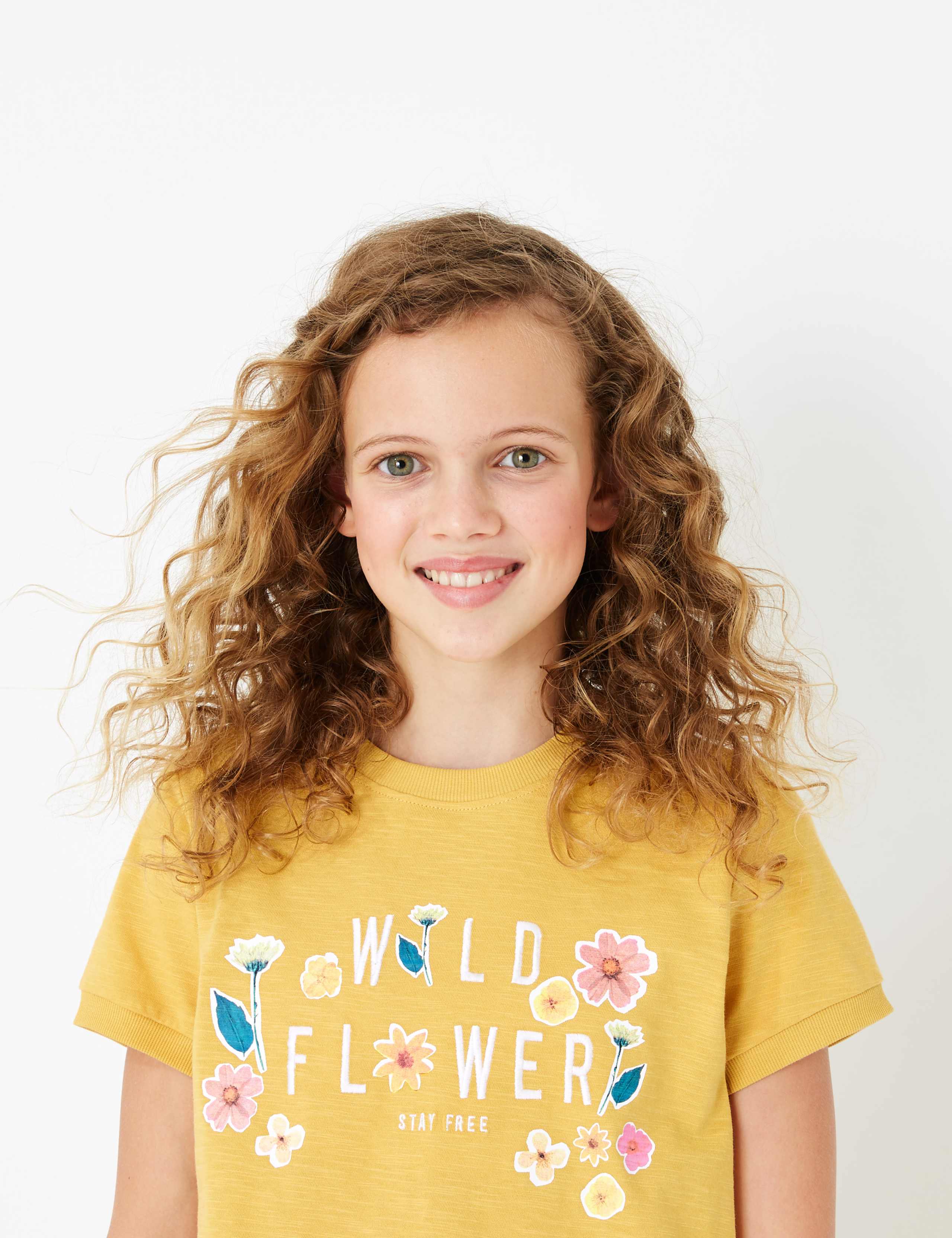 Cotton Wild Flower Slogan T-Shirt (6-16 Yrs) 1 of 4