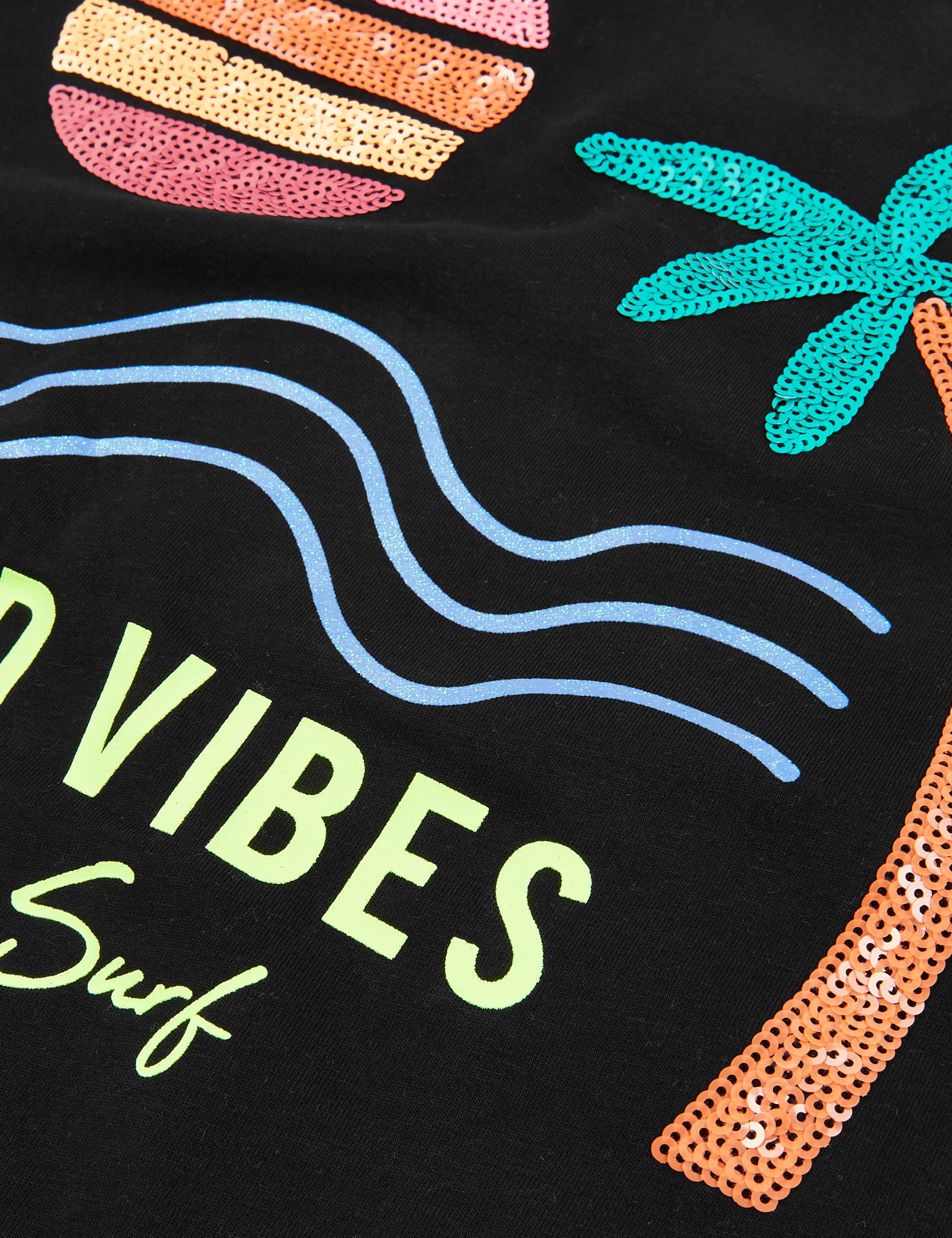 Cotton Good Vibes Slogan Sequin T-Shirt (6-16 Yrs) 5 of 5