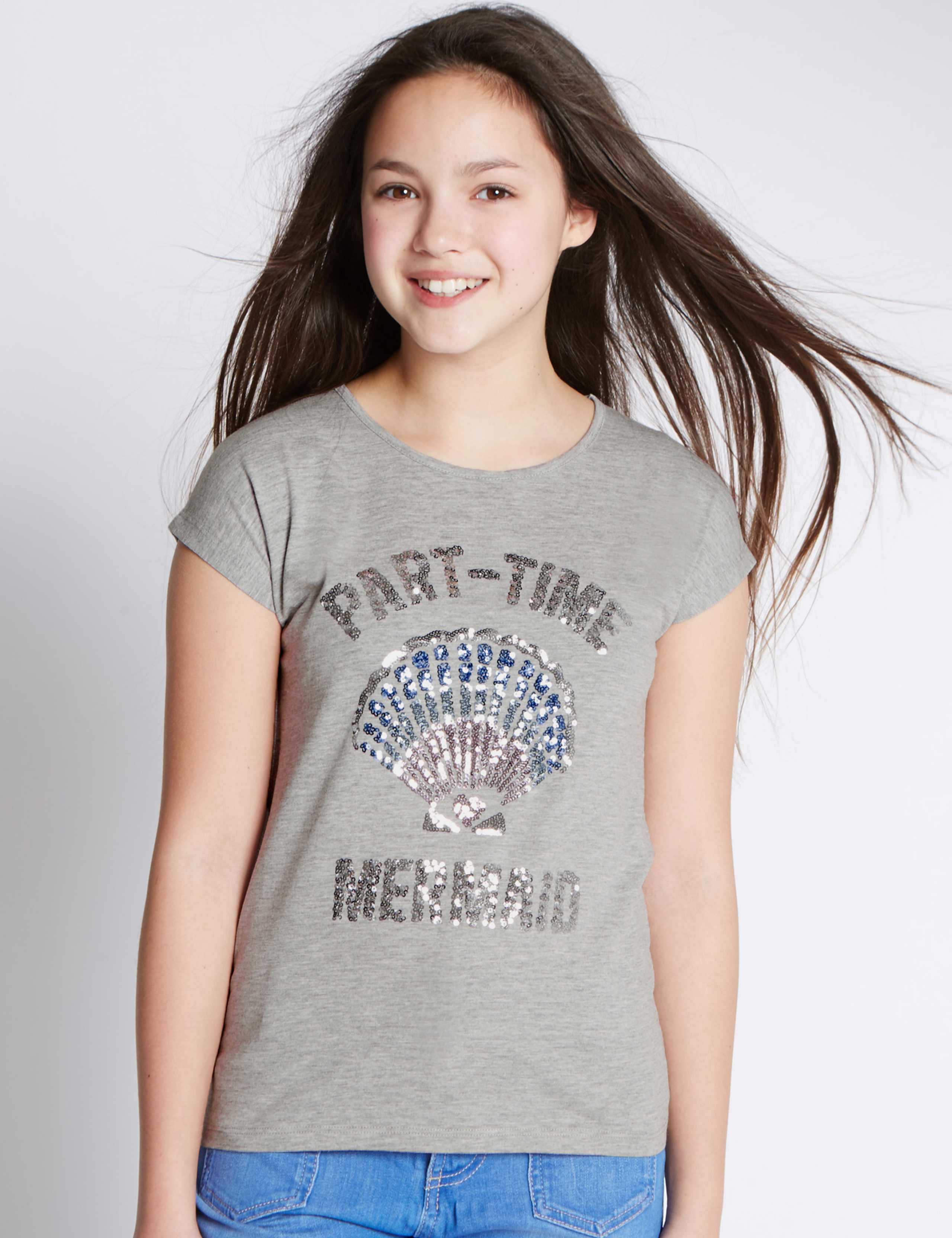 Short Sleeve Mermaid T-Shirt (5-14 Years) 1 of 3
