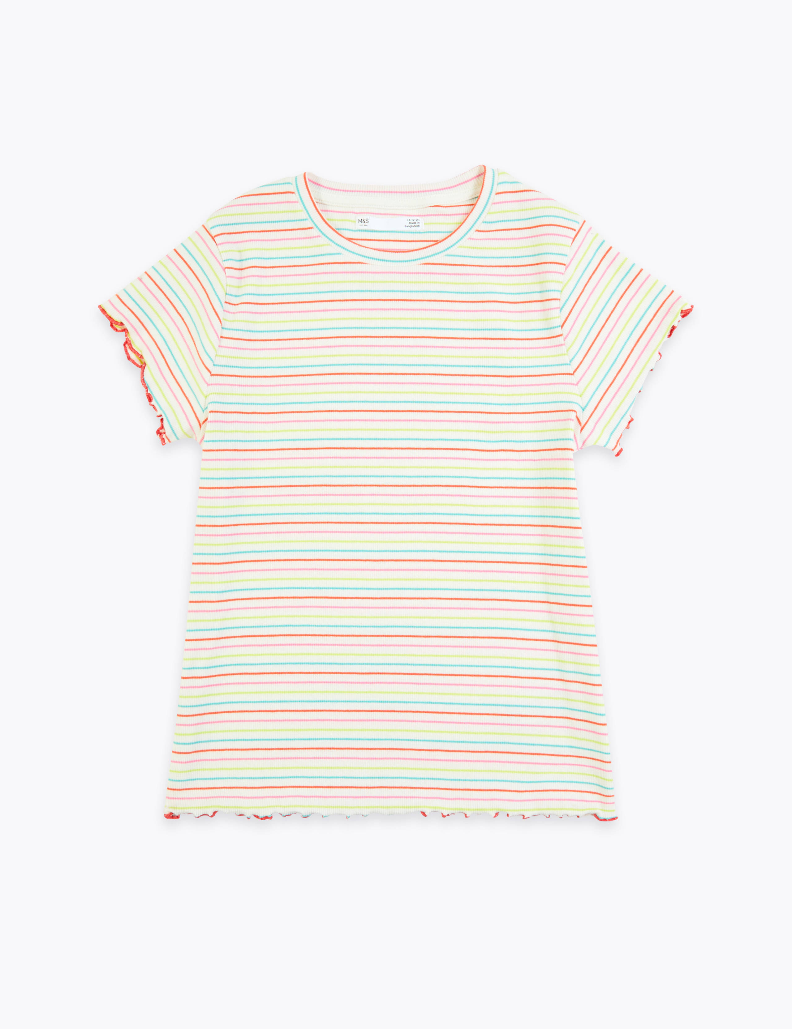 Cotton Rainbow Striped T-Shirt (6-16 Yrs) 2 of 4