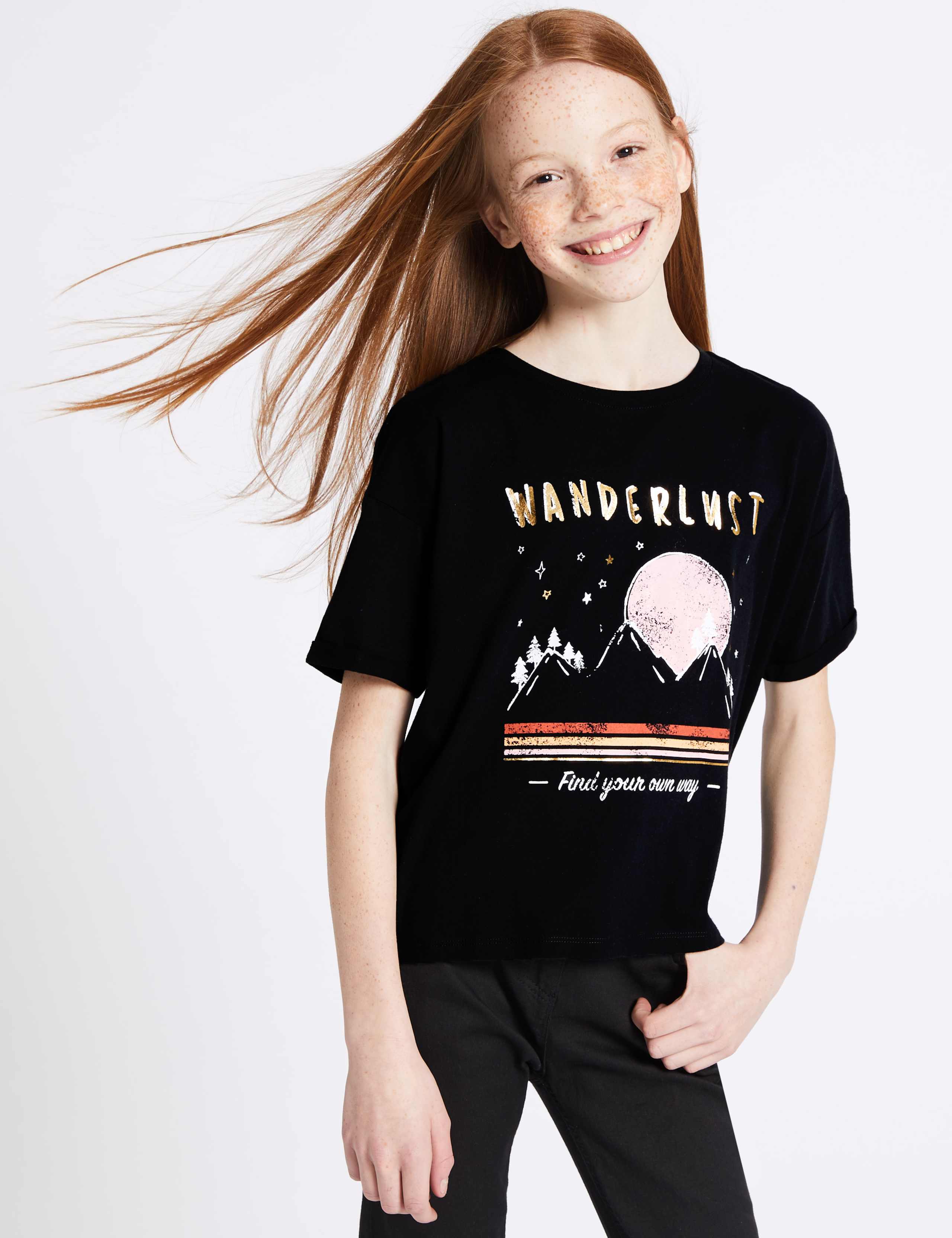 Pure Cotton Wanderlust T-Shirt (3-16 Years) 1 of 3