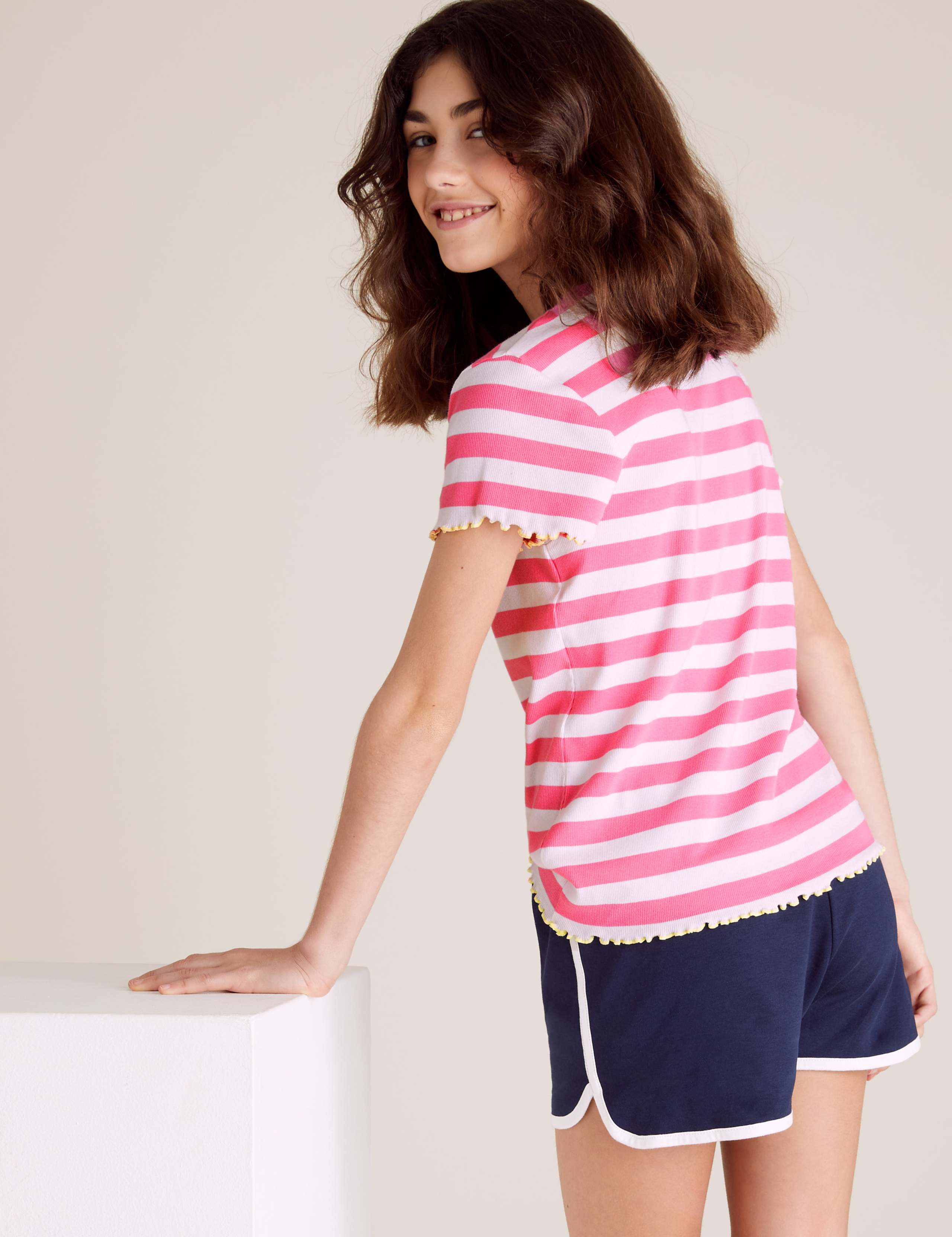 Cotton Merci Slogan Striped Ribbed T-Shirt (6-14 Yrs) 4 of 4