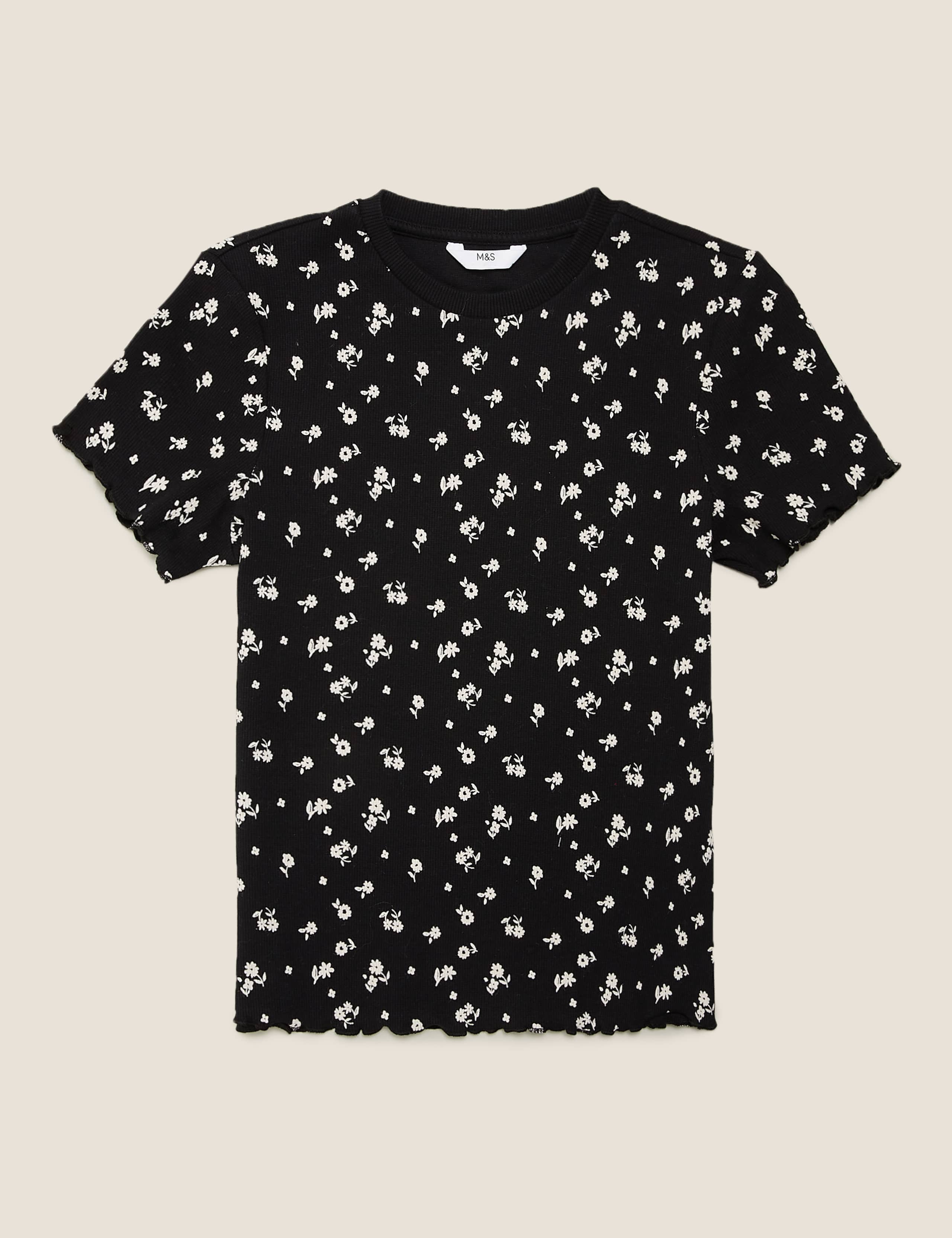 Cotton Rich Floral Print Ribbed T-shirt (6-16 Yrs) 2 of 4