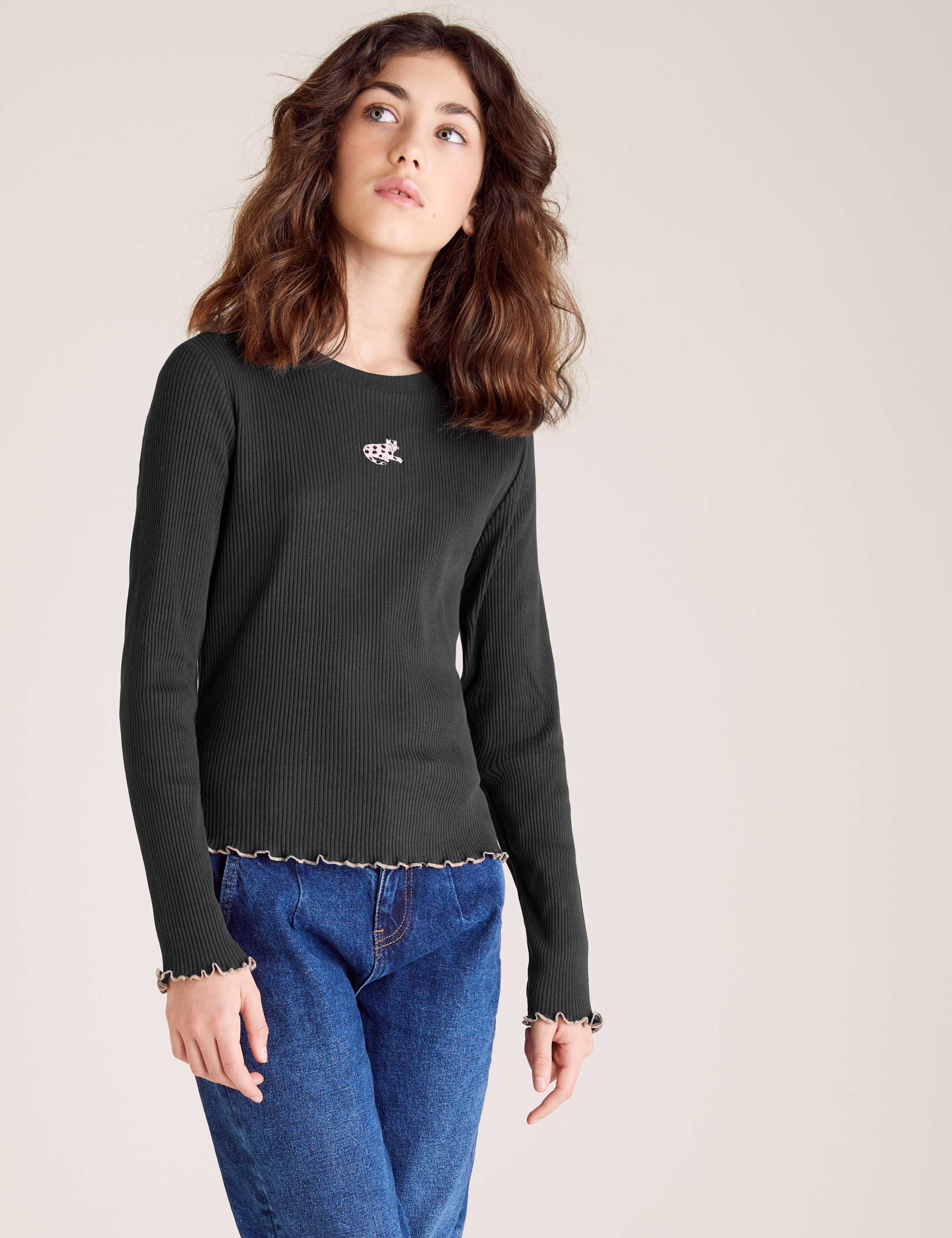 Pure Cotton Embroidered Leopard Top (6-16 Yrs) 3 of 4