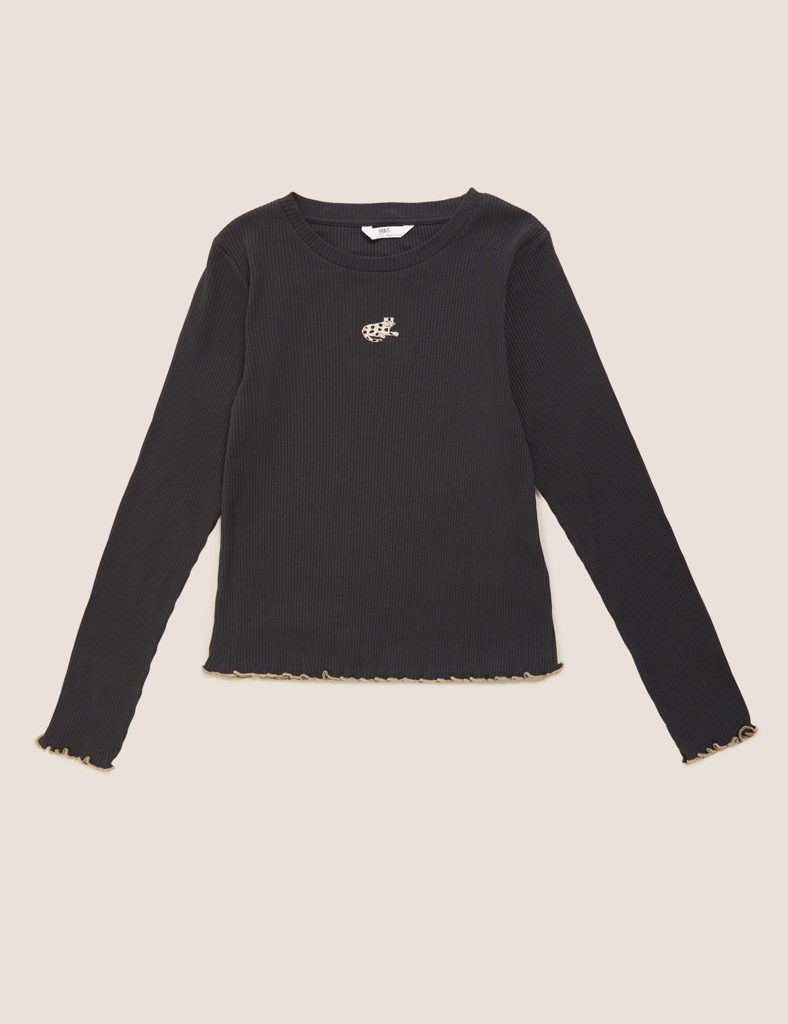Pure Cotton Embroidered Leopard Top (6-16 Yrs) 2 of 4