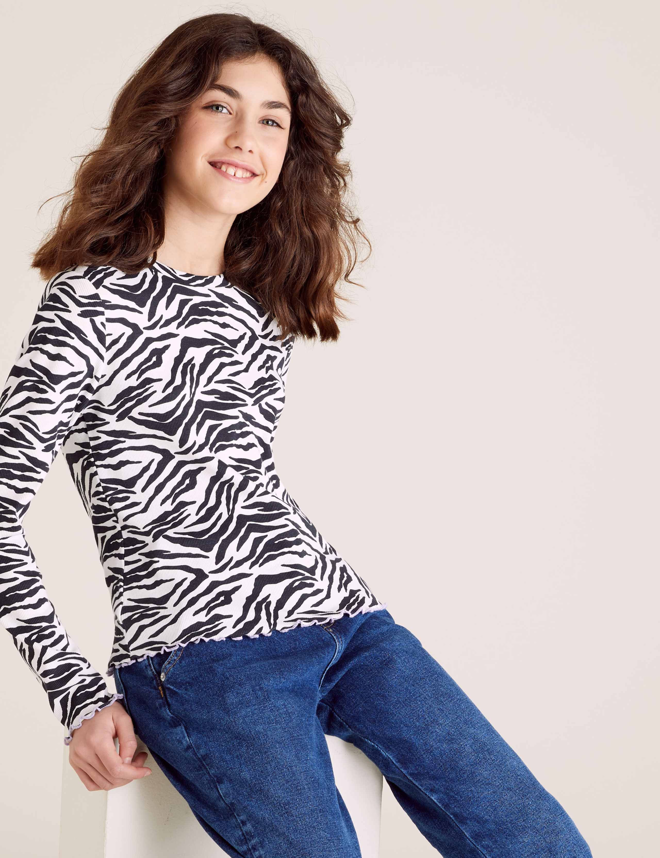 Cotton Zebra Print Ribbed Top (6-16 Yrs) 3 of 4