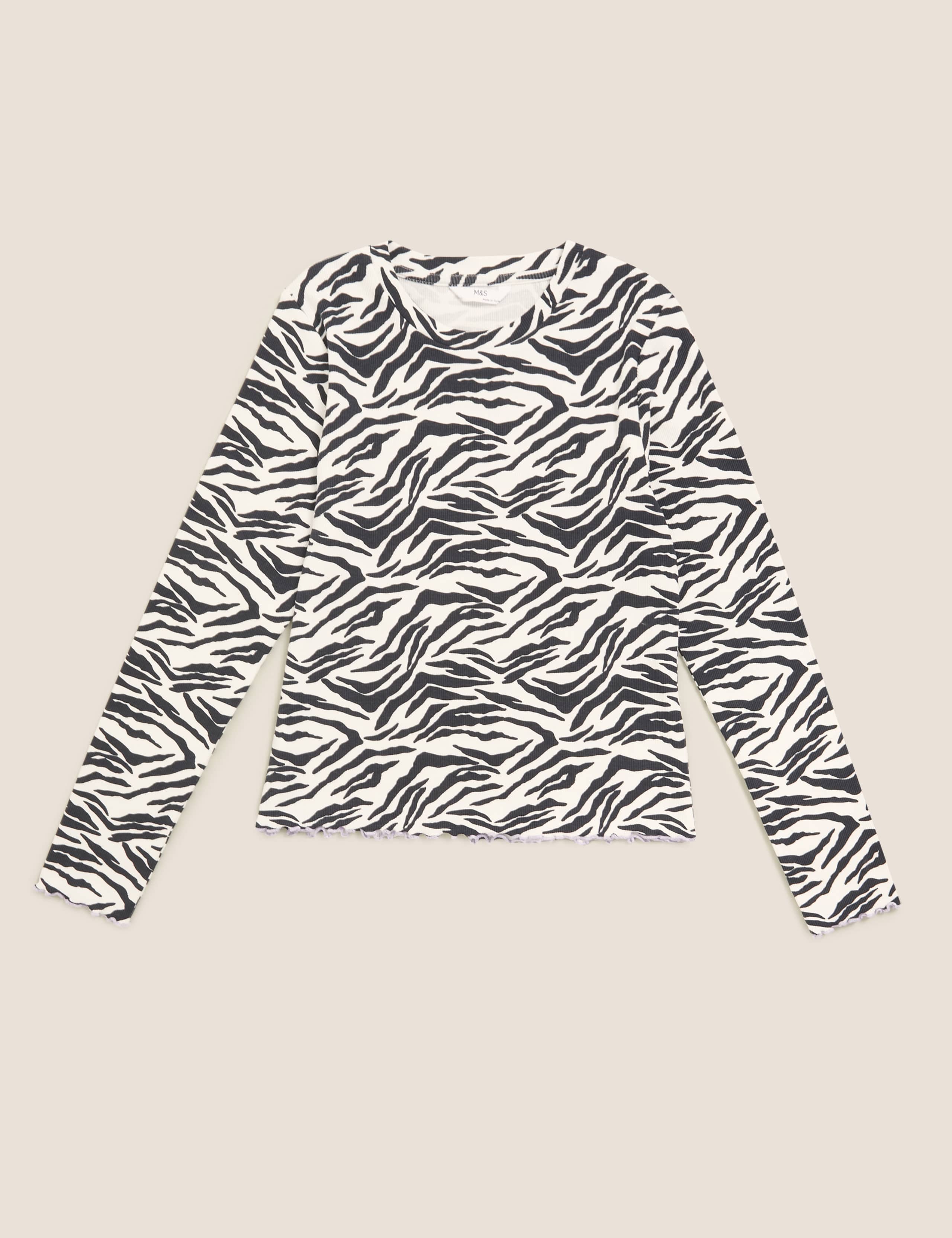 Cotton Zebra Print Ribbed Top (6-16 Yrs) 2 of 4