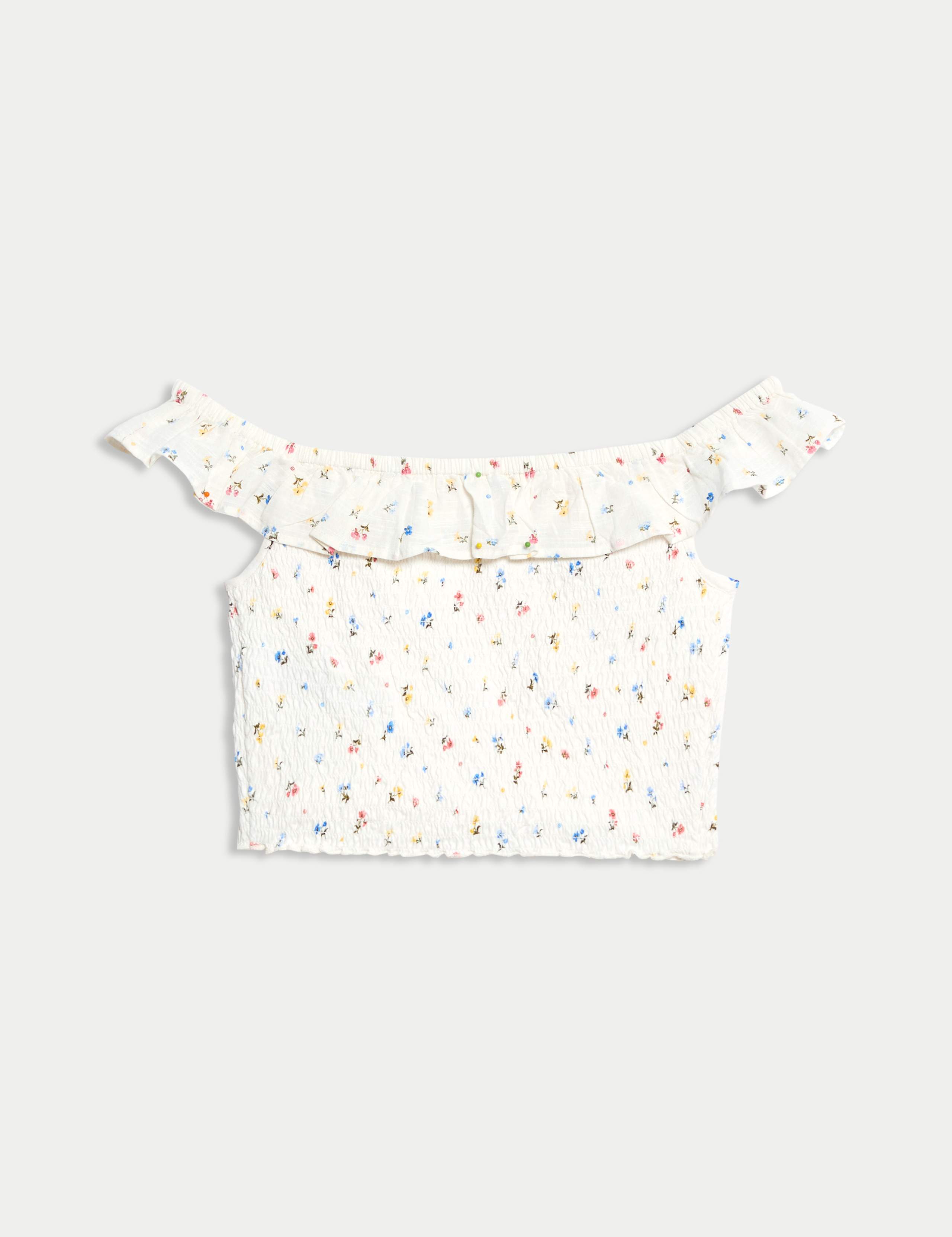 Cotton Rich Frill Bardot Top (6-16 Yrs) 5 of 5