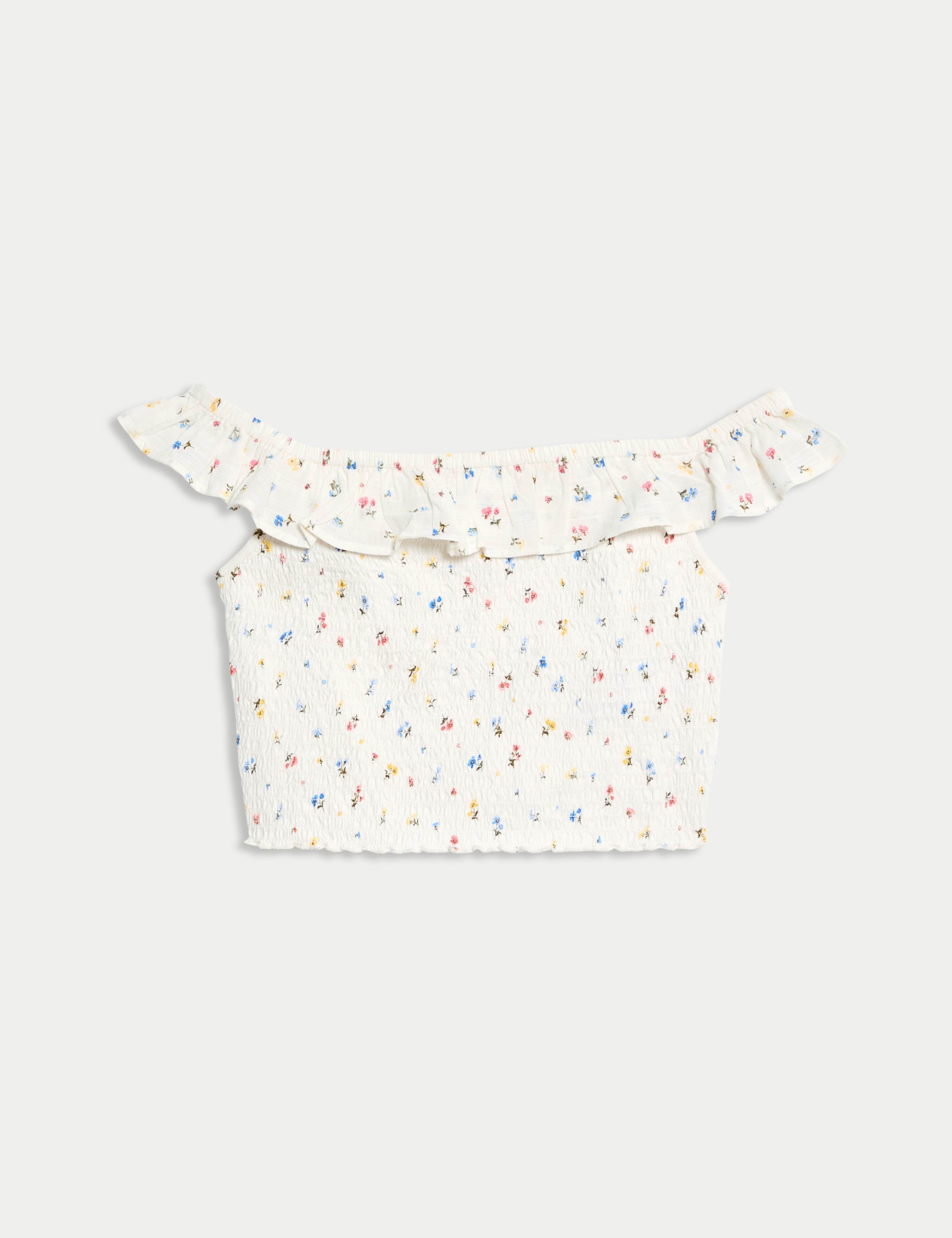 Cotton Rich Frill Bardot Top (6-16 Yrs) 2 of 5