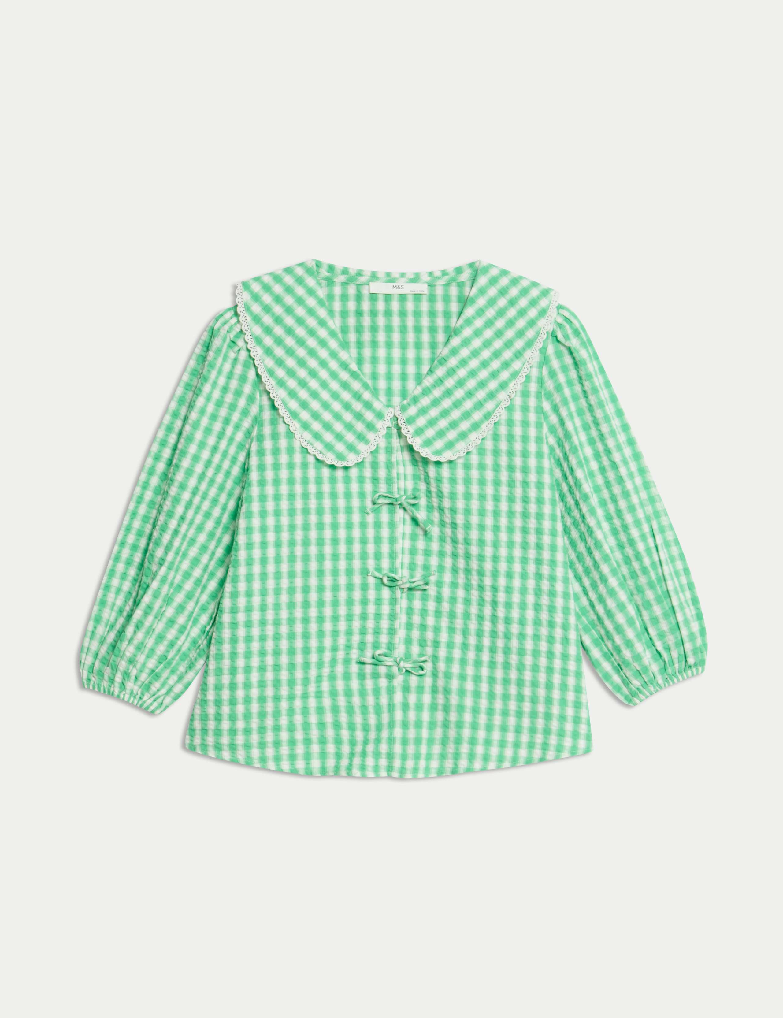 Pure Cotton Gingham Tie Top (6-16 Yrs) 2 of 6