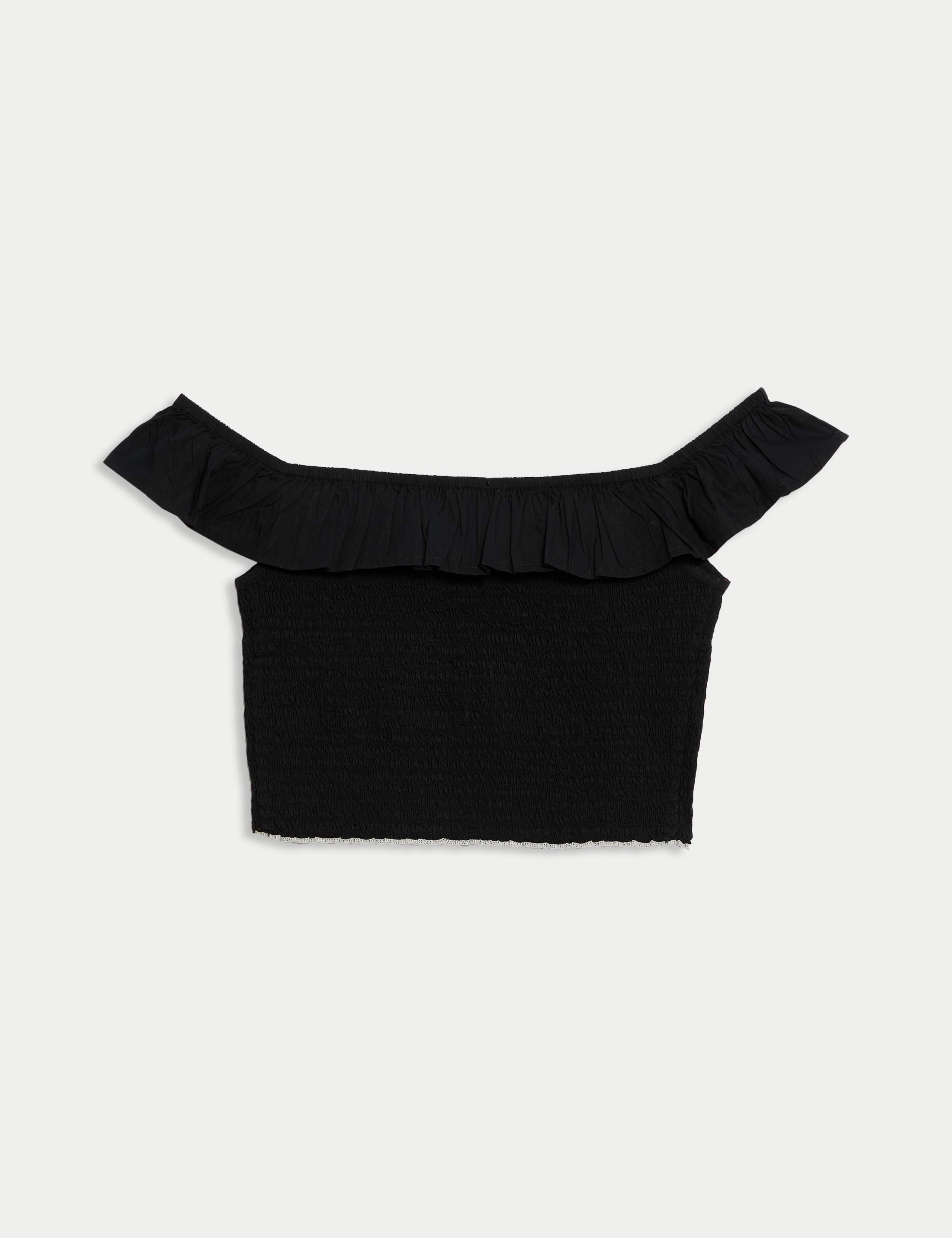 Pure Cotton Shirred Bardot Top (6-16 Yrs) 6 of 6