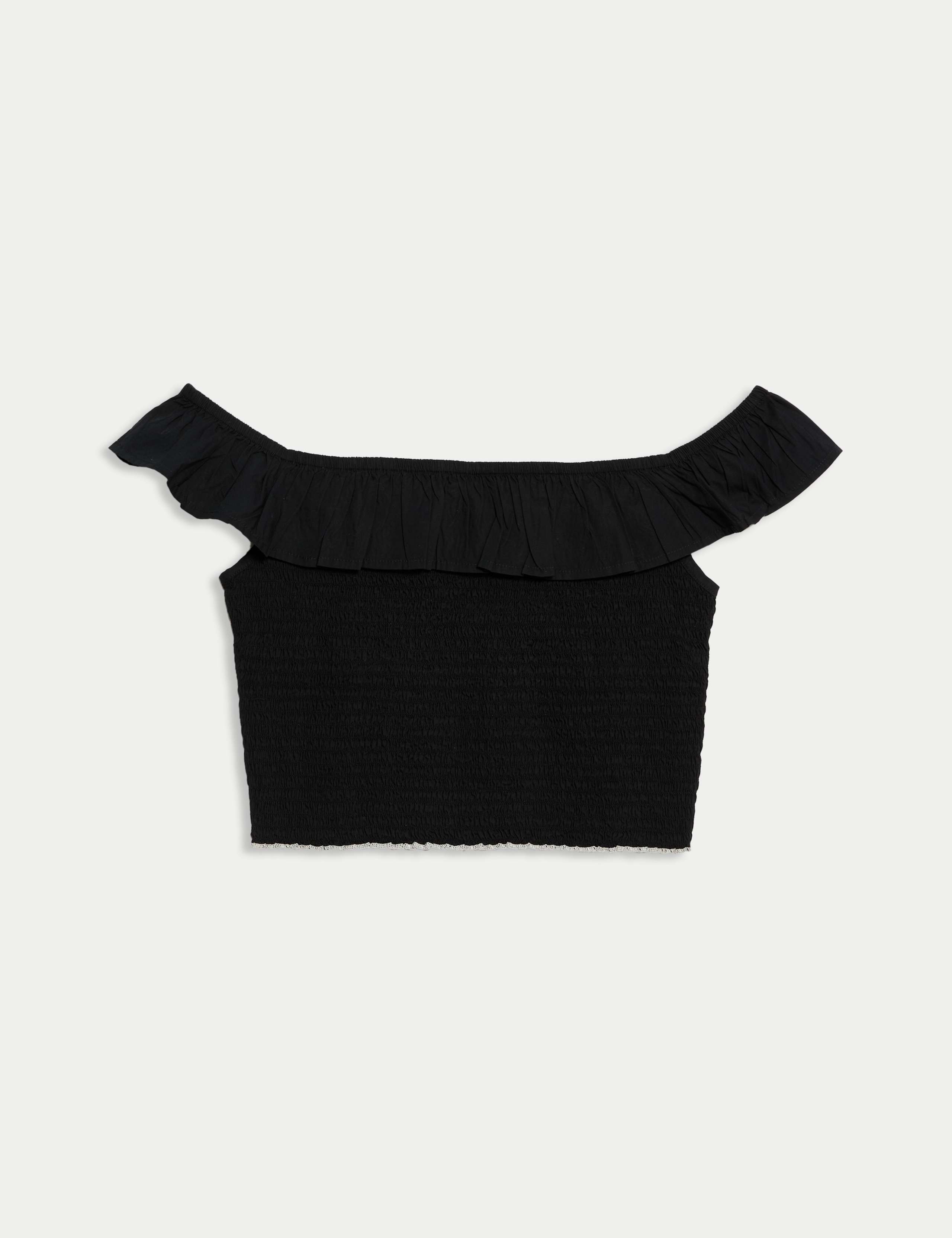 Pure Cotton Shirred Bardot Top (6-16 Yrs) 2 of 6